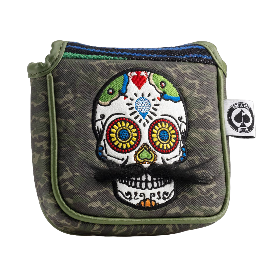 Pins and Aces Mustache Sugar Skull Mallet Putter Cover - Thumbnail 2