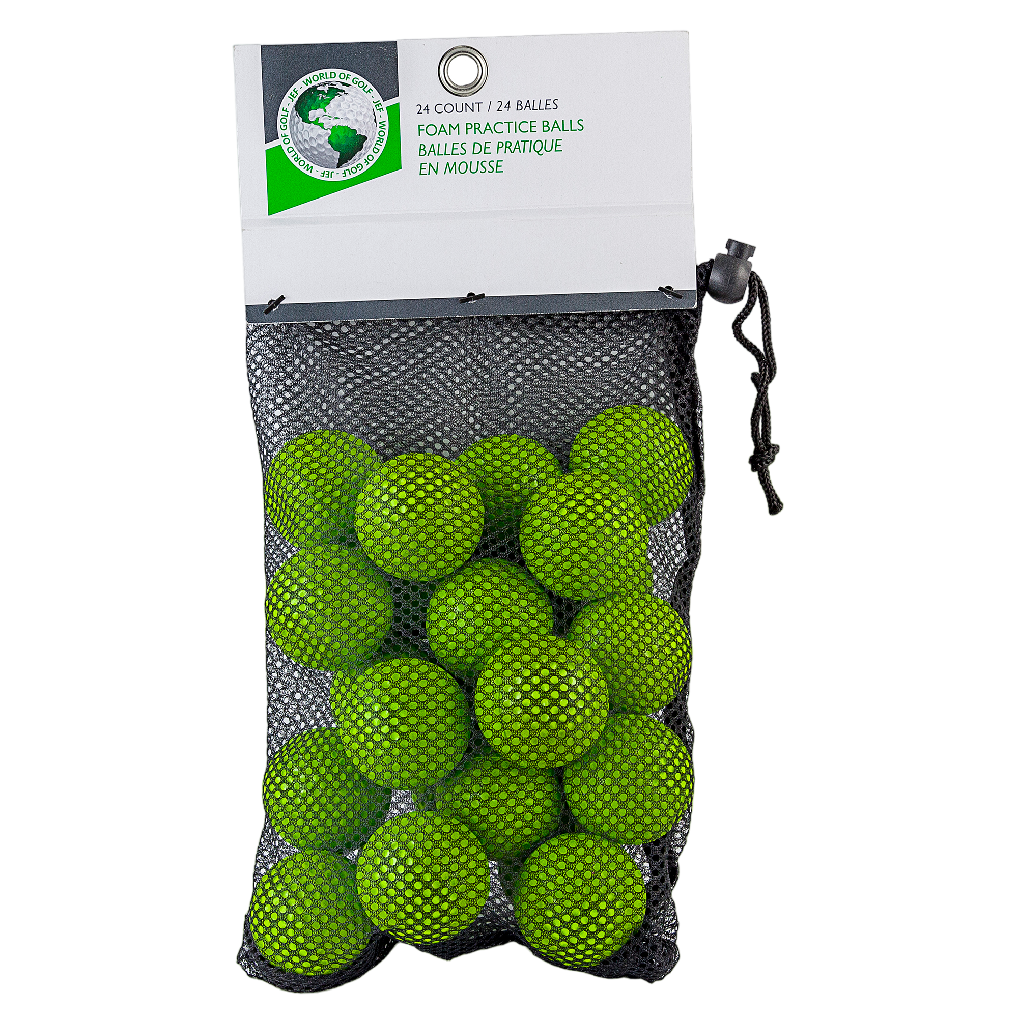 24 Lime Foam Practice Balls w/ Mesh Bag