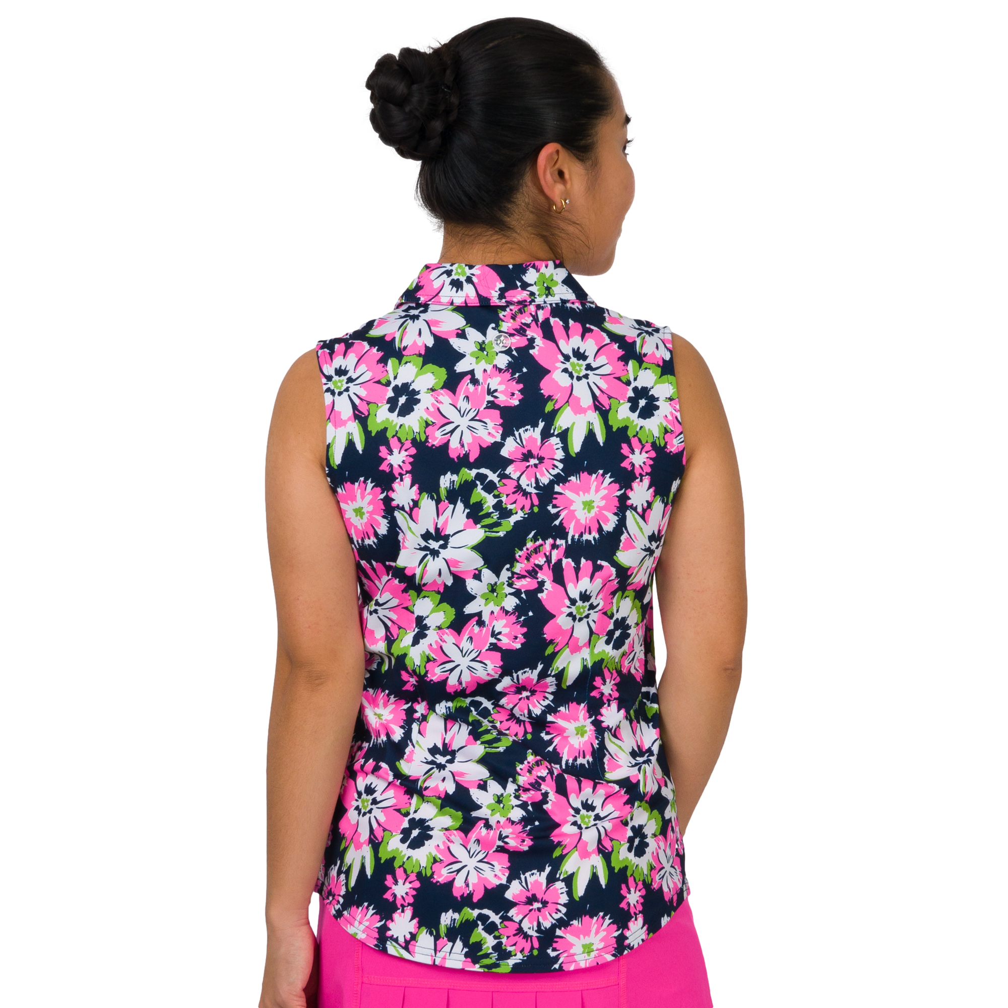 Fiesta Floral Women's Sleeveless Golf Polo Shirt