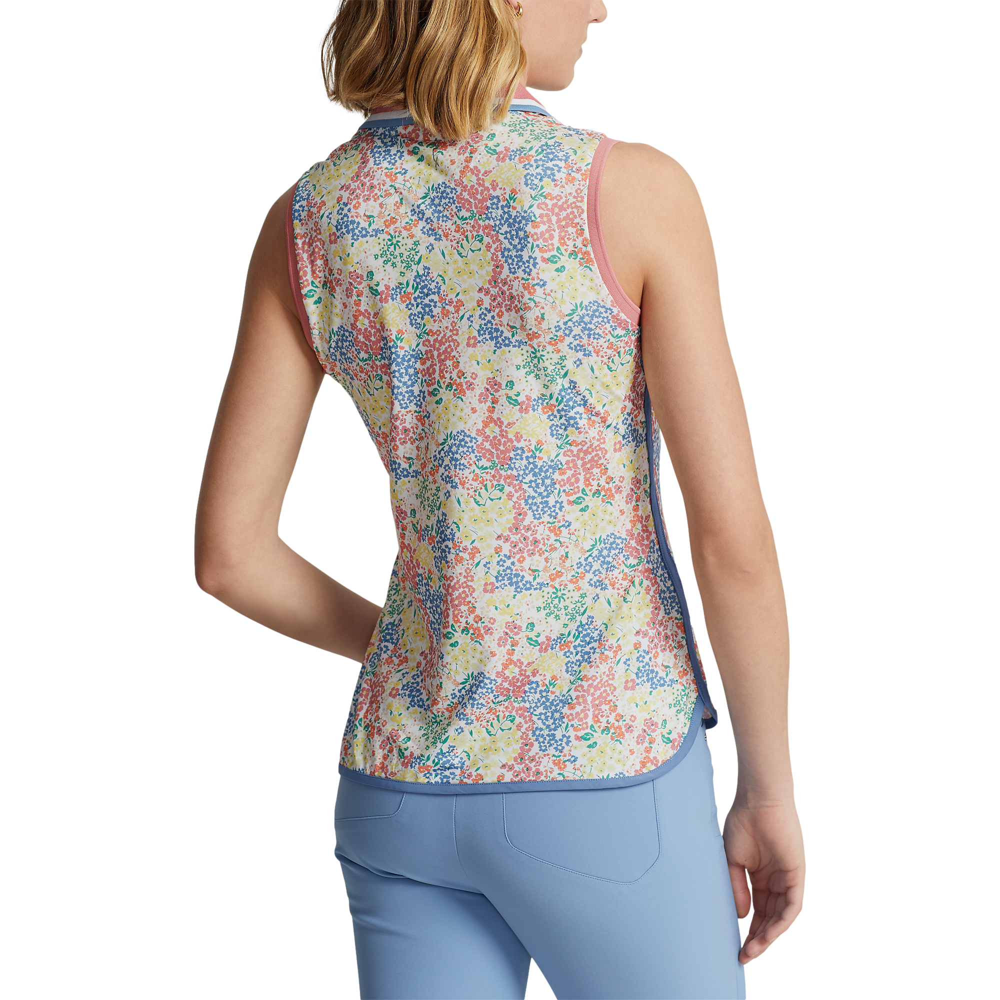 Airflow Floral Print Sleeveless Polo Shirt
