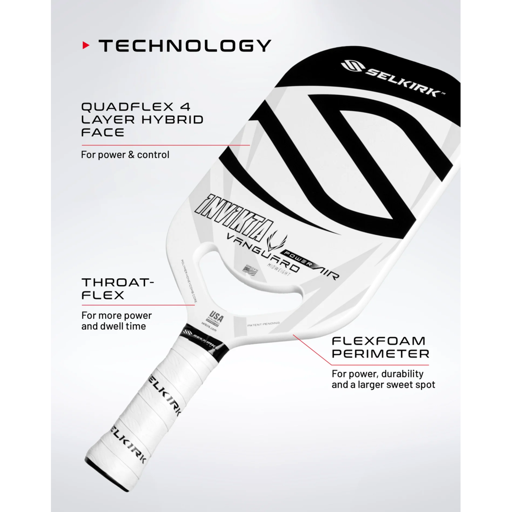 VANGUARD Power Air - S2 Midweight Pickleball Paddle