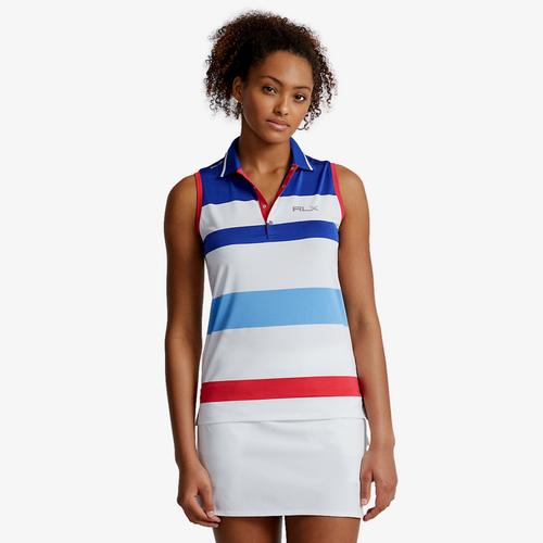 Striped Stretch Jersey Sleeveless Polo Shirt
