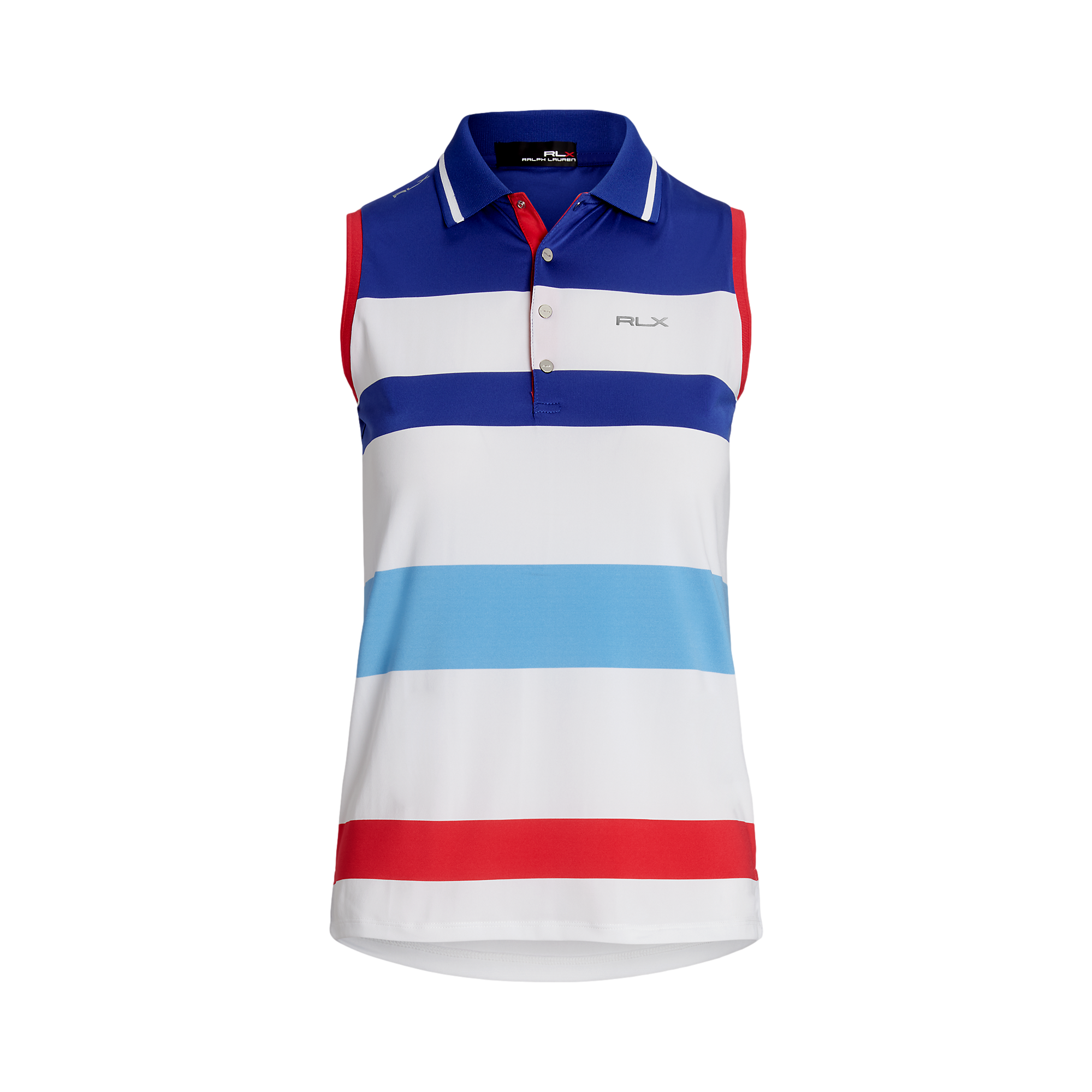 Striped Stretch Jersey Sleeveless Polo Shirt