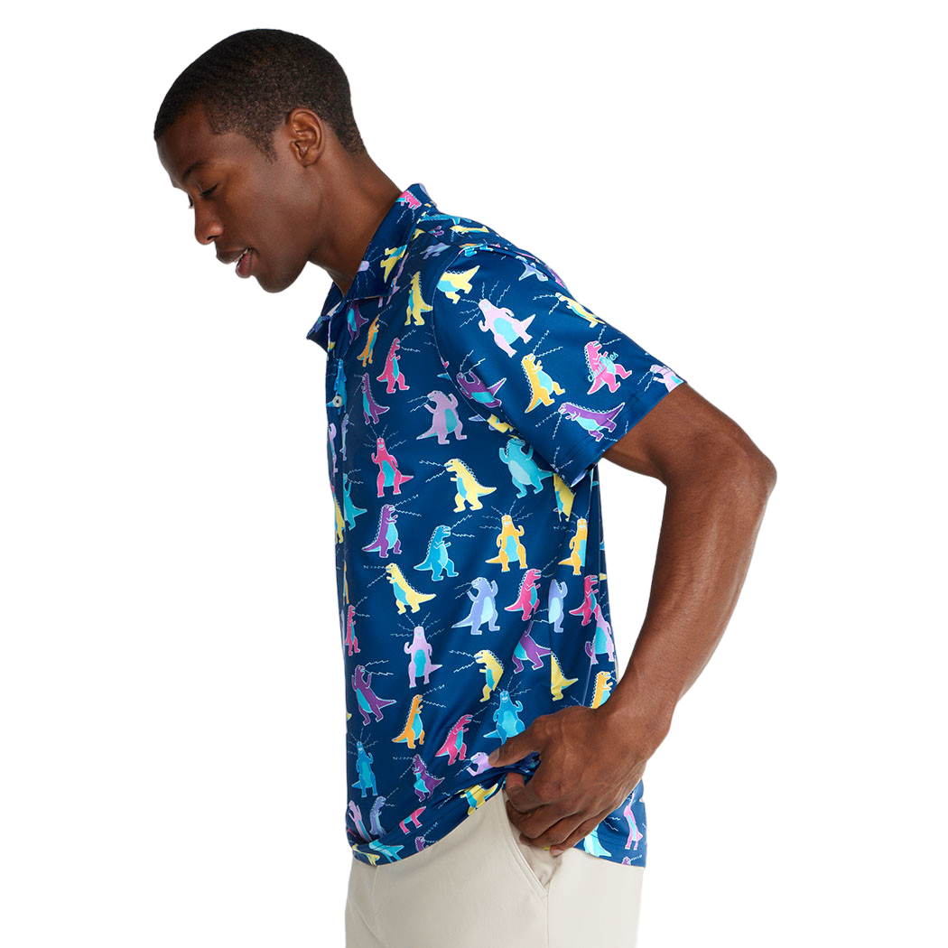 The Tyrannosaurus Rep Performance Men's Short Sleeve Golf Polo Shirt