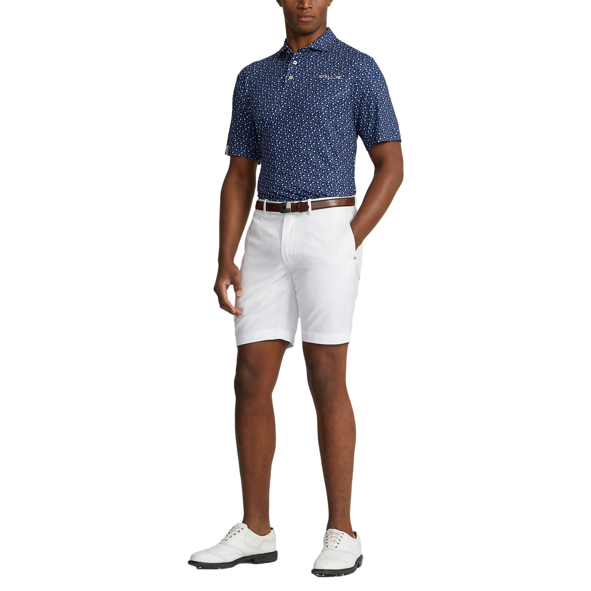Printed Airflow Ball & Club Print Men's Short Sleeve Golf Polo Shirt