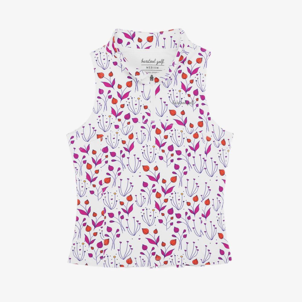 Floral Print Sleeveless Polo Shirt