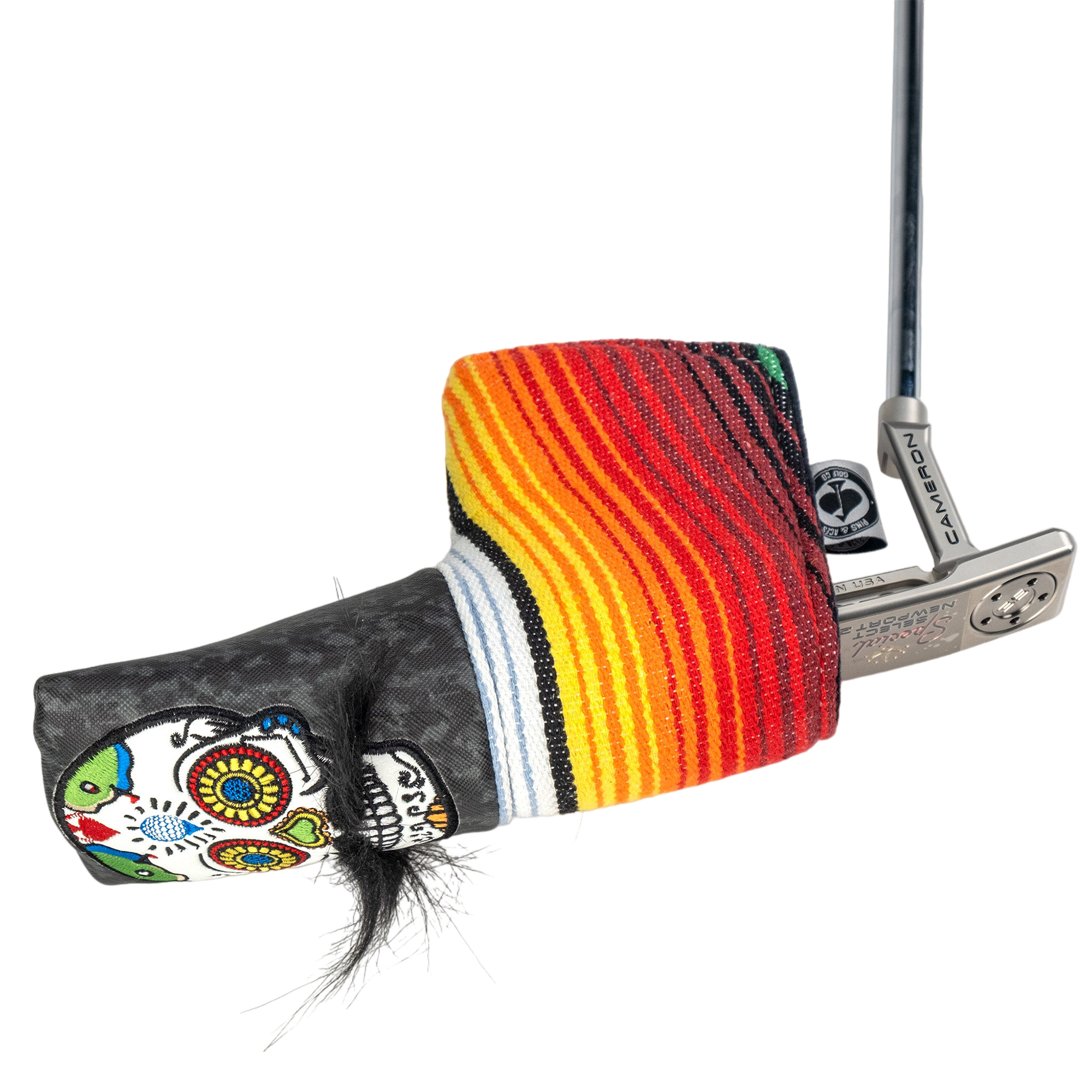 Mustache Sugar Skull Grey Camo Blade Putter Cover
