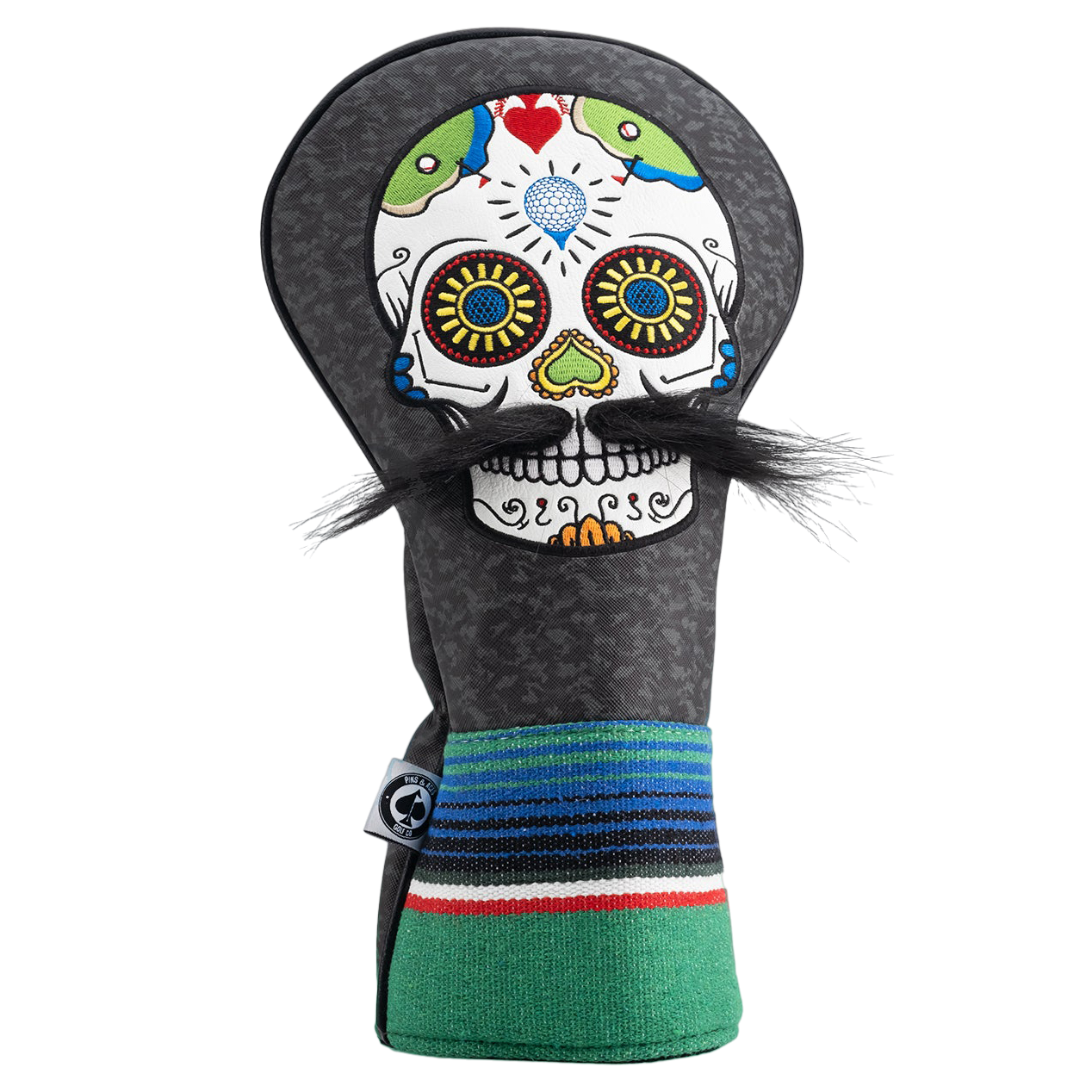 Mustache Sugar Skull Grey Camo Driver Headcover