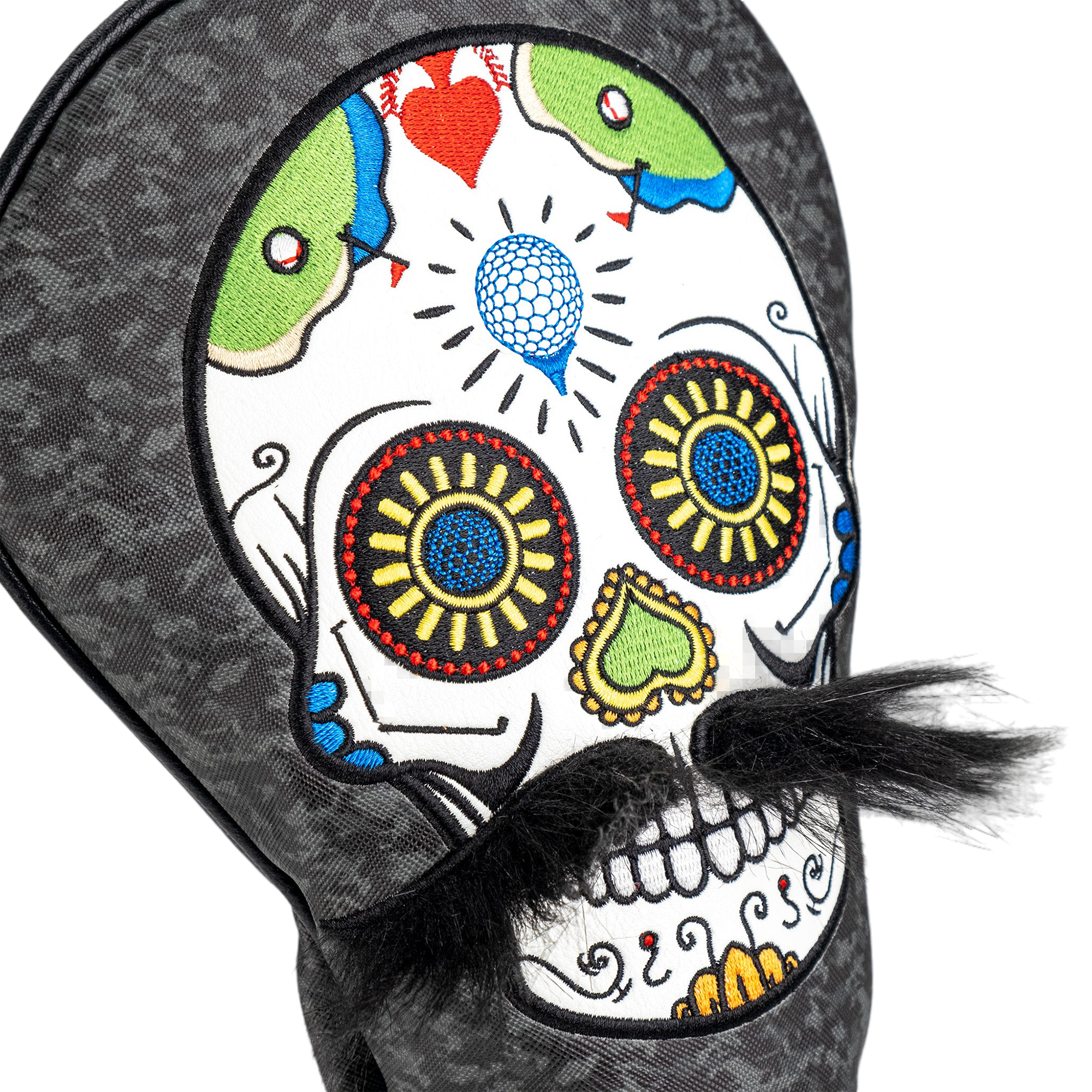 Mustache Sugar Skull Grey Camo Driver Headcover