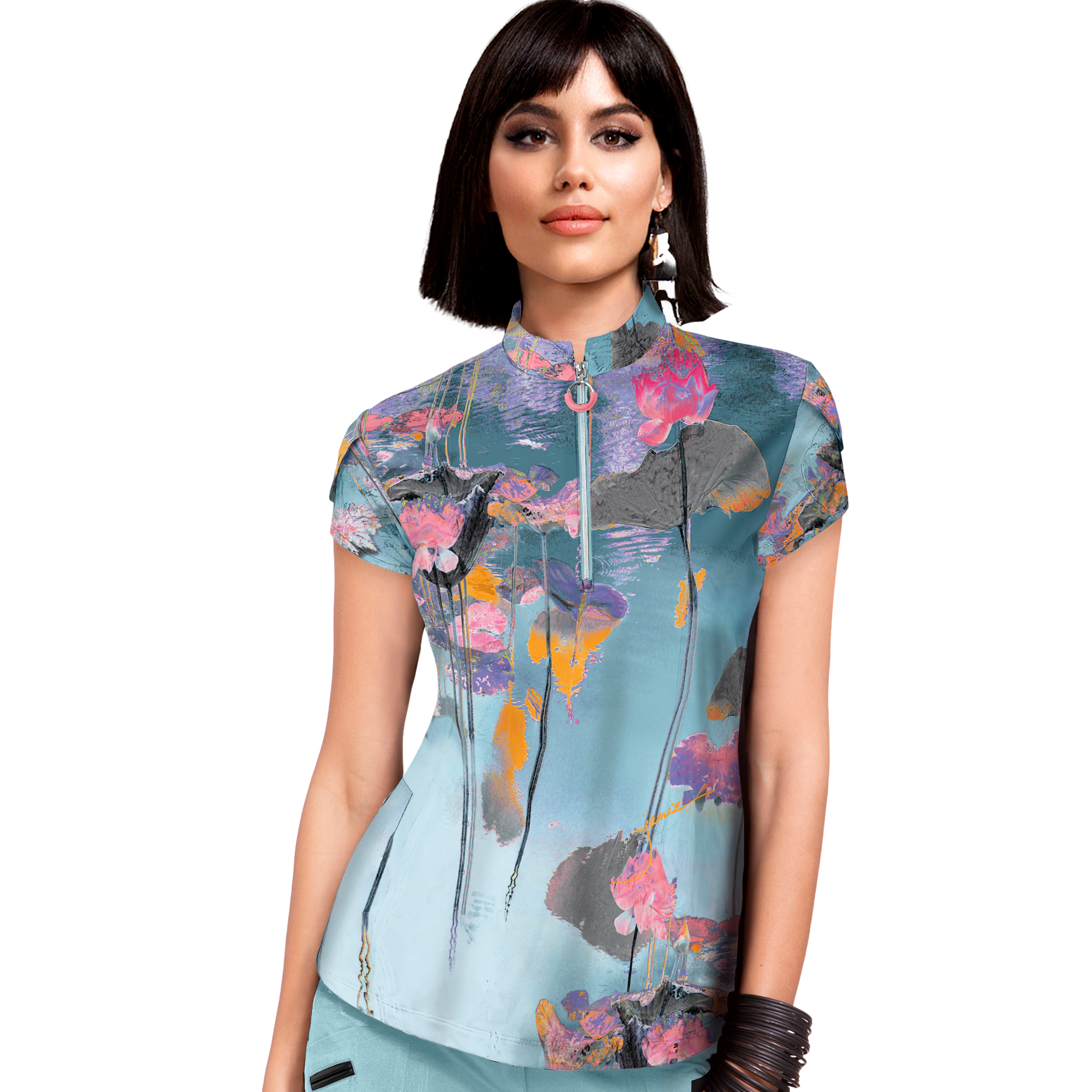 Thai Beauty Watercolor Women's Short Sleeve Golf Shirt