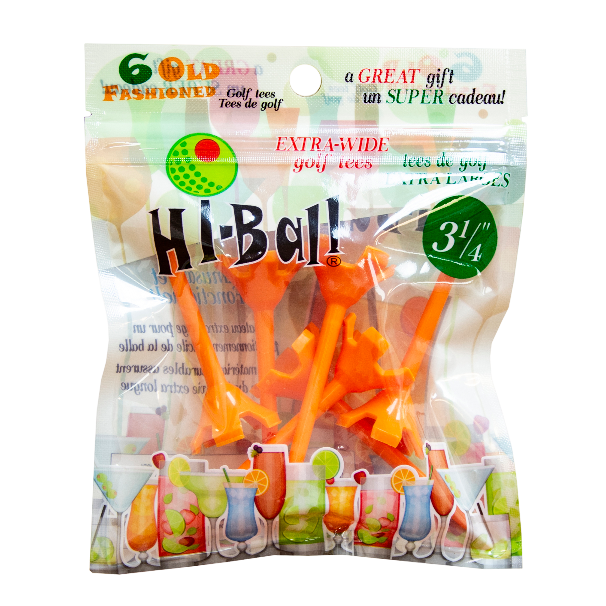 Hi-Ball 3-1/4" Solid Tees 6-Pack