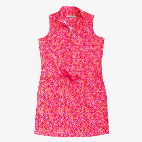 Wild Pink Print Sleeveless Drawstring Dress
