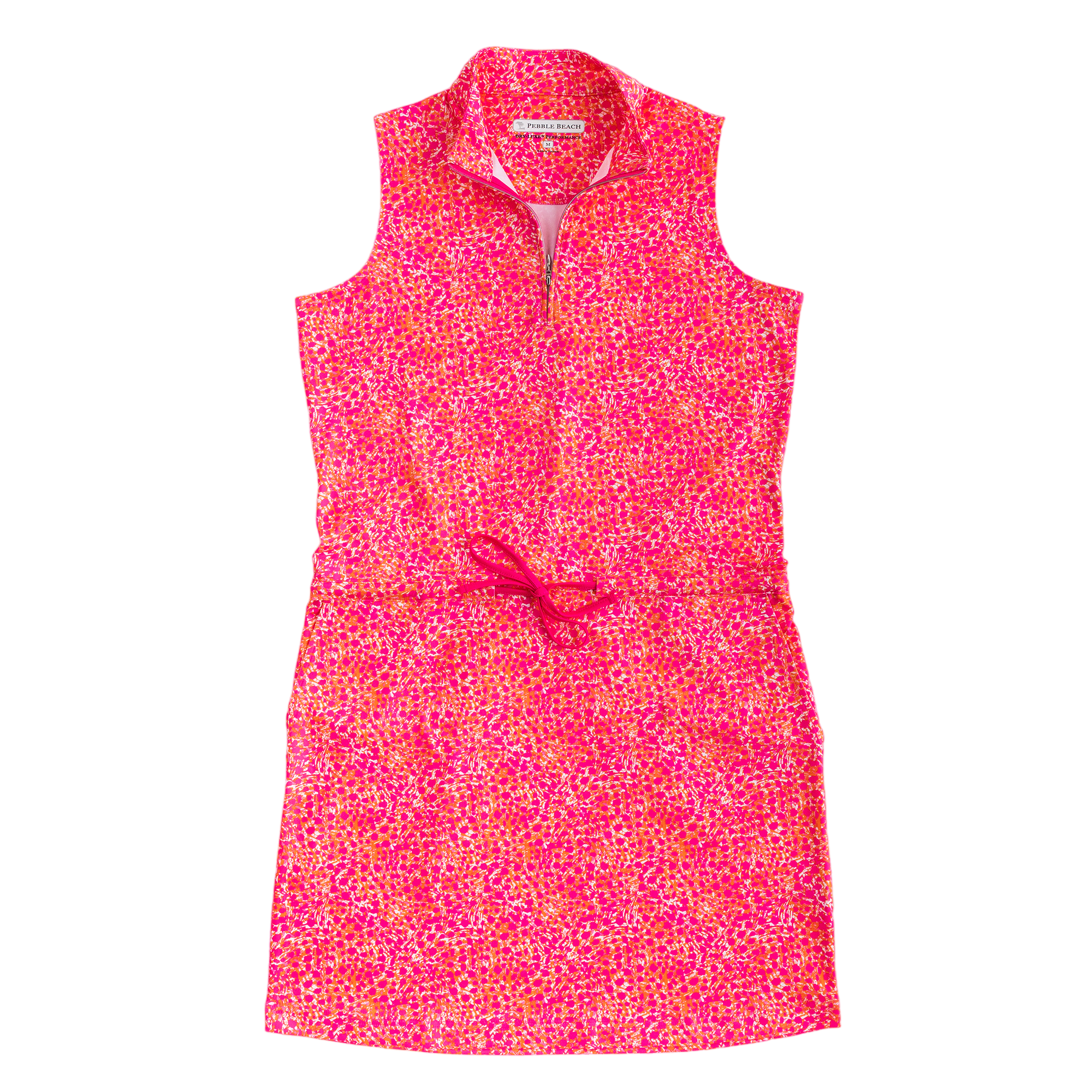 pebble beach golf dresses Pebble Beach Wild Pink Print Sleeveless Drawstring Dress