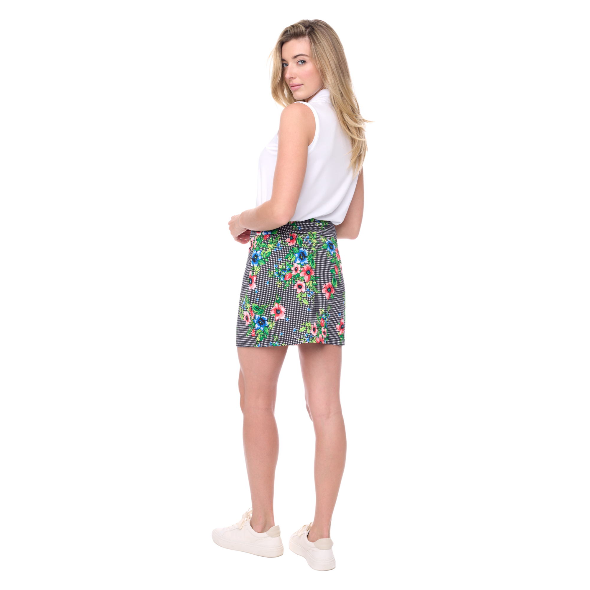 Picnic Floral Check Women's 16" Golf Skort