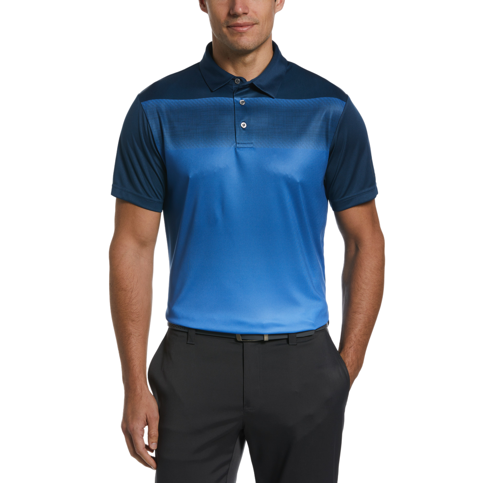 Blocked Print Men's Short Sleeve Golf Polo Shirt