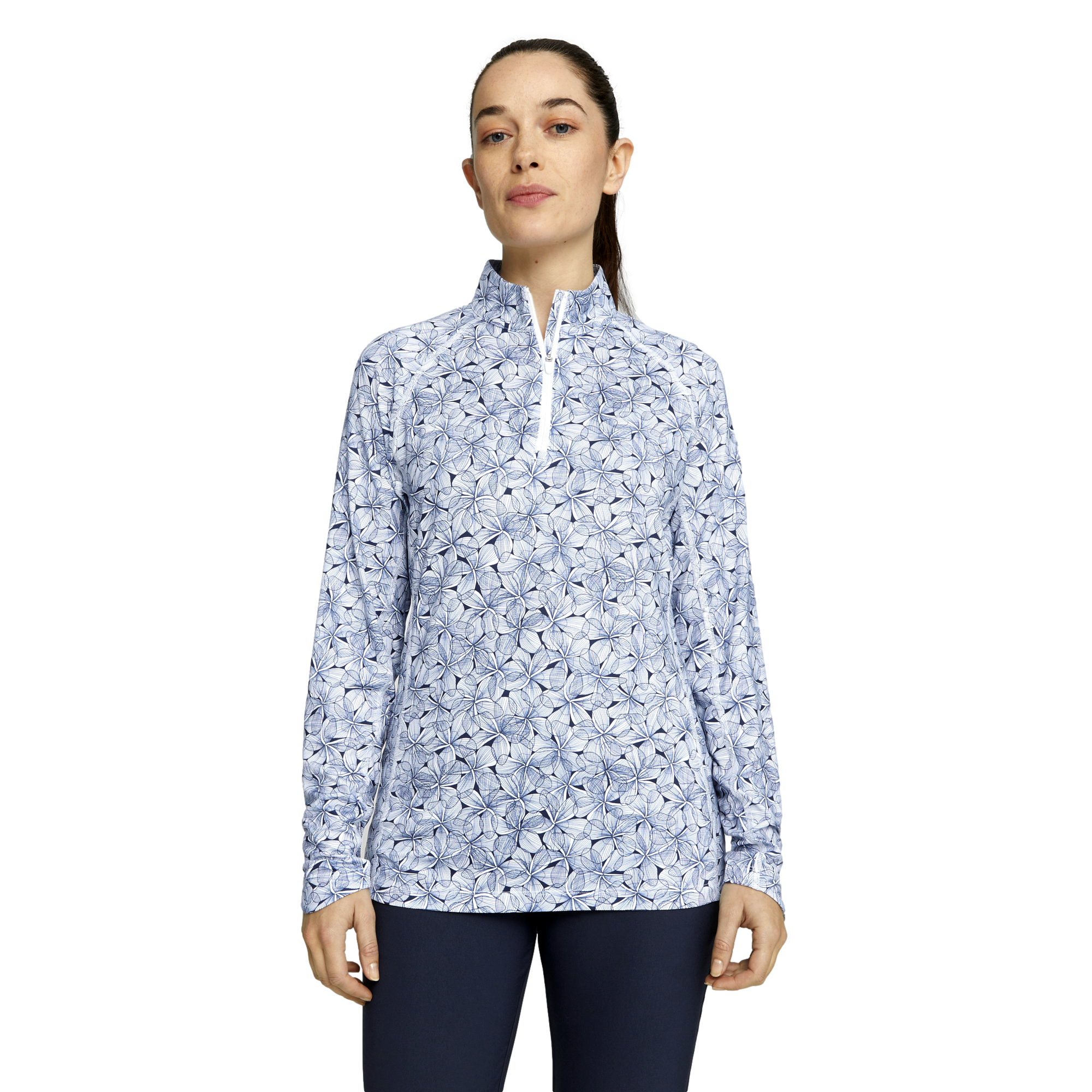 YouV Plumeria Quarter Zip Pull Over