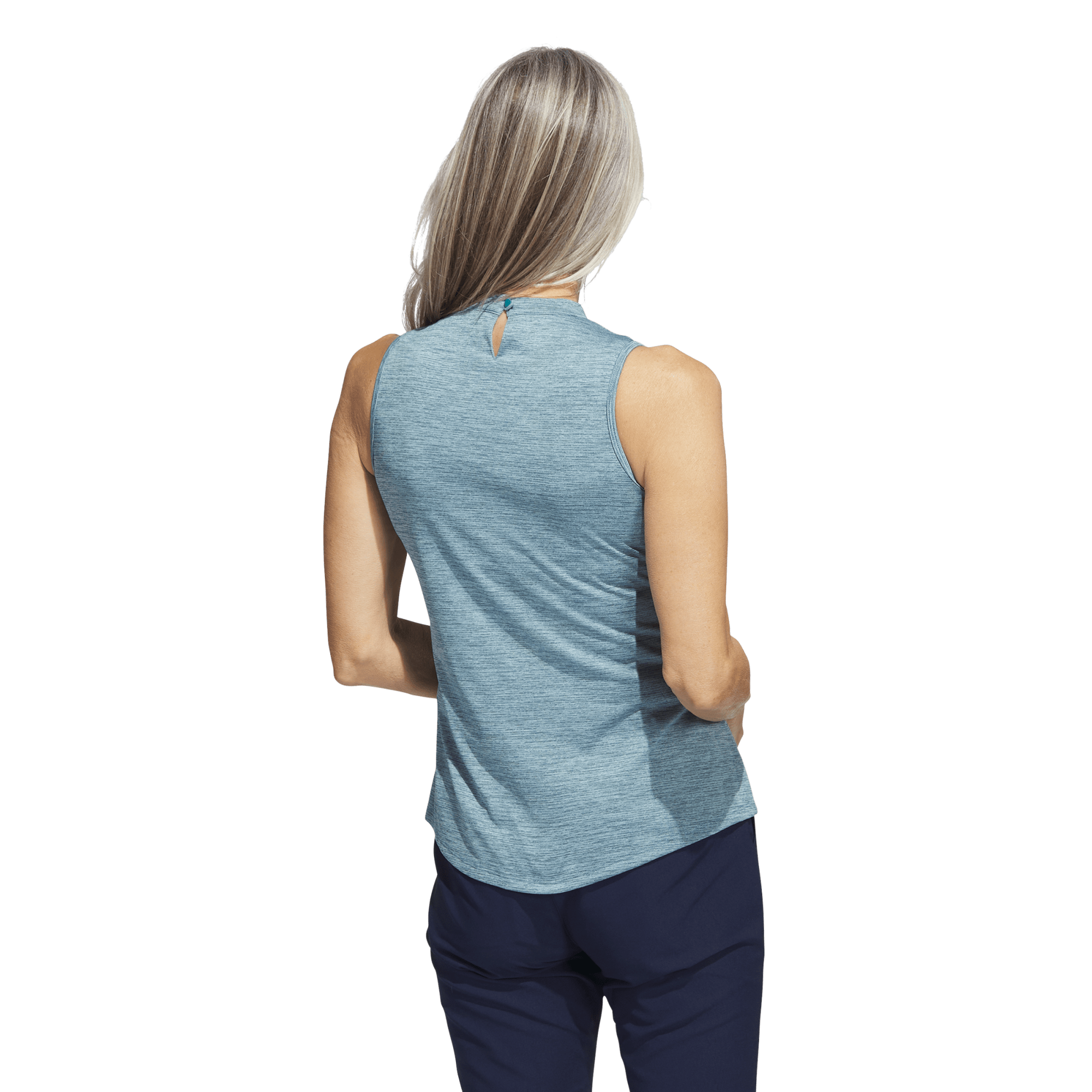 Essentials Heathered Mock-Neck Sleeveless Polo Shirt