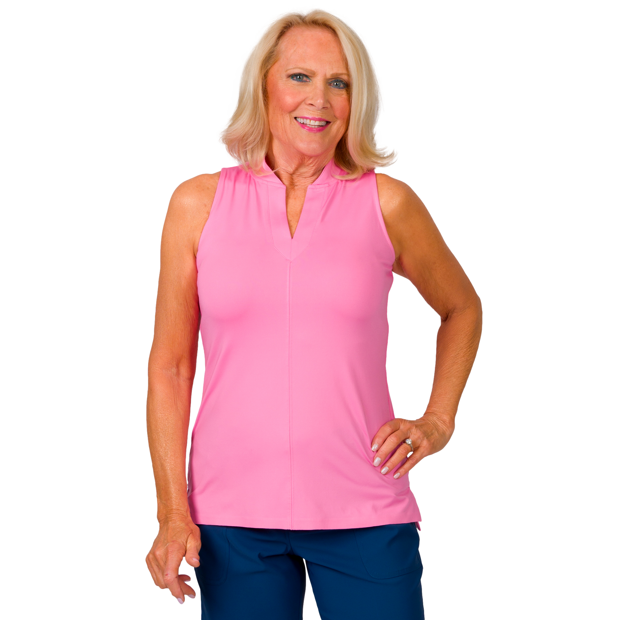Cutaway Placket Sleeveless Top