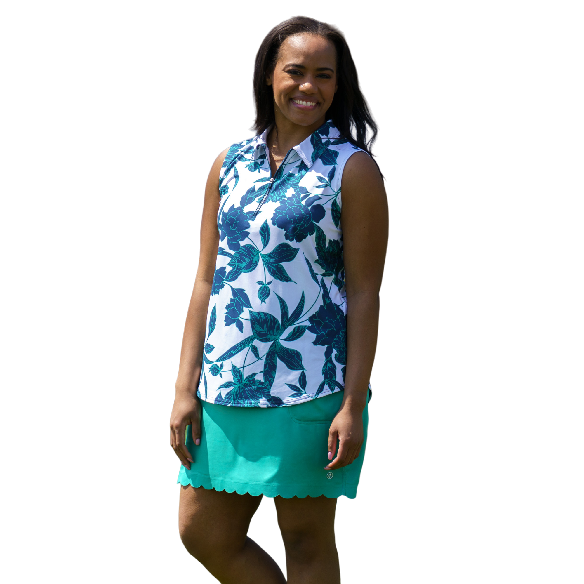 Femme Floral Women's Sleeveless Golf Polo Shirt