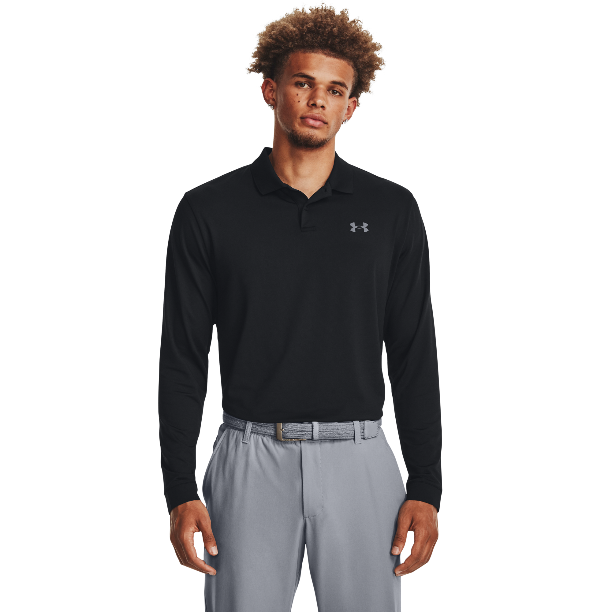 Under Armour UA Performance 3.0 Long Sleeve Polo, Black/Grey