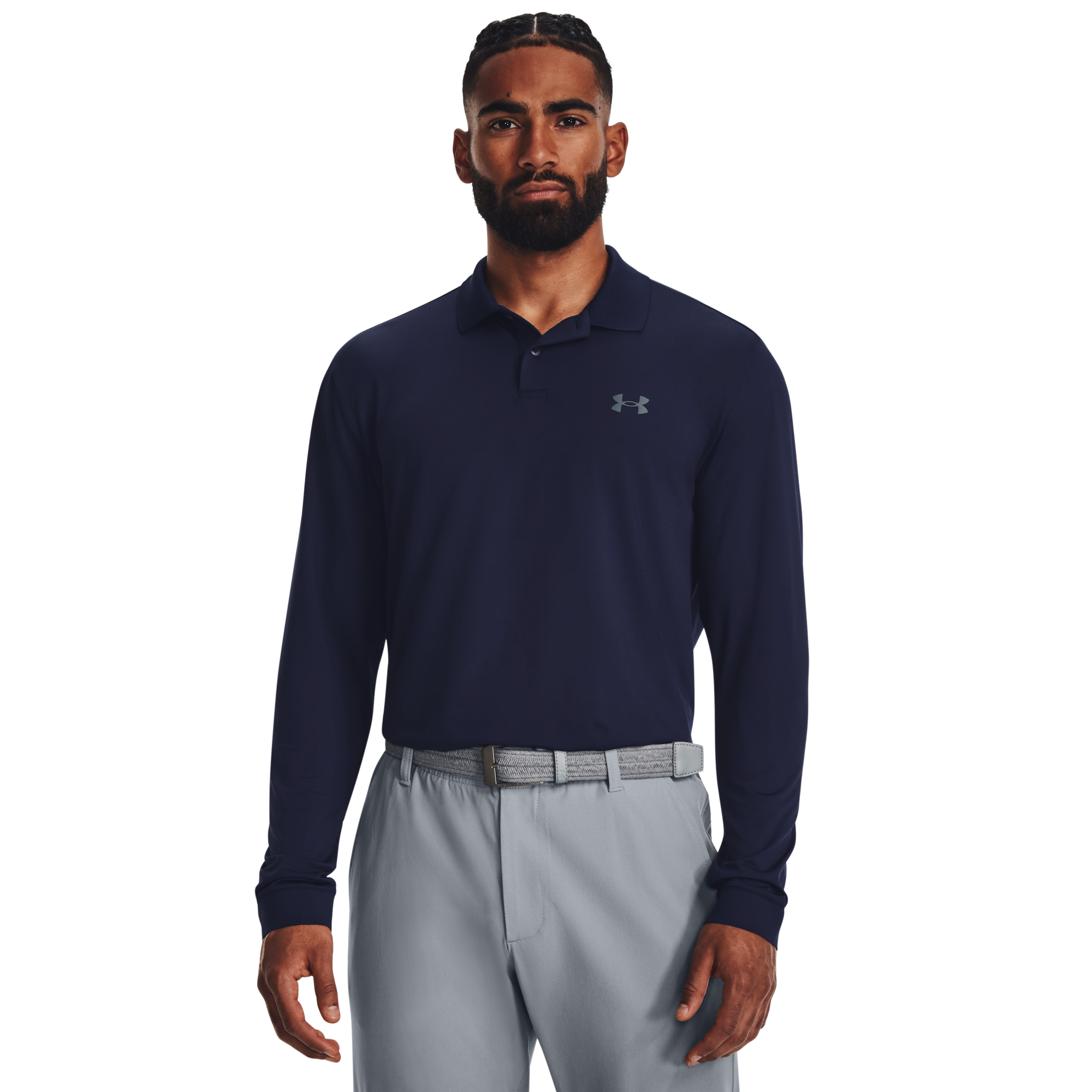 Under Armour UA Performance 3.0 Long Sleeve Polo, Navy/Grey, XXL