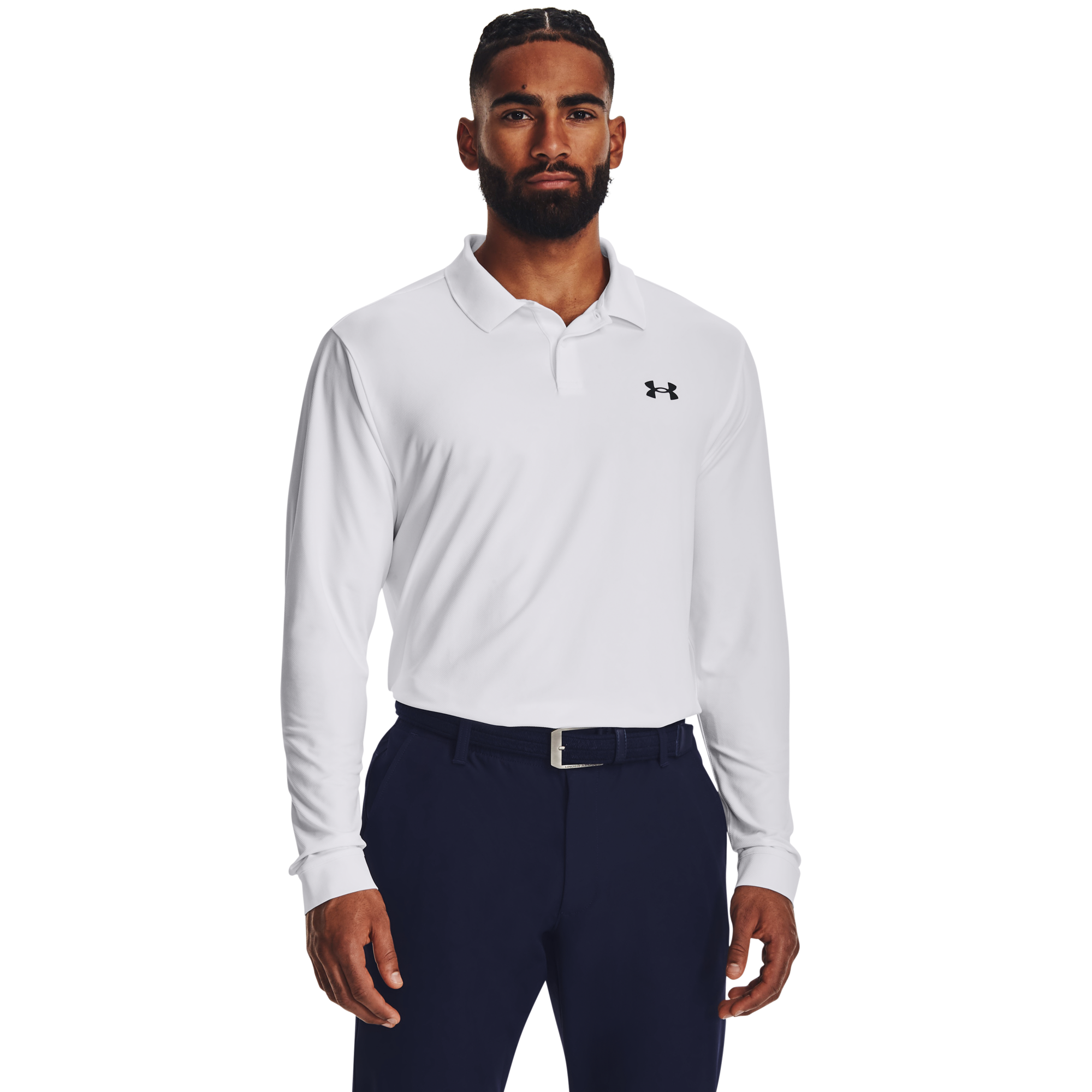 Under Armour UA Performance 3.0 Long Sleeve Polo, White/Grey, XXL