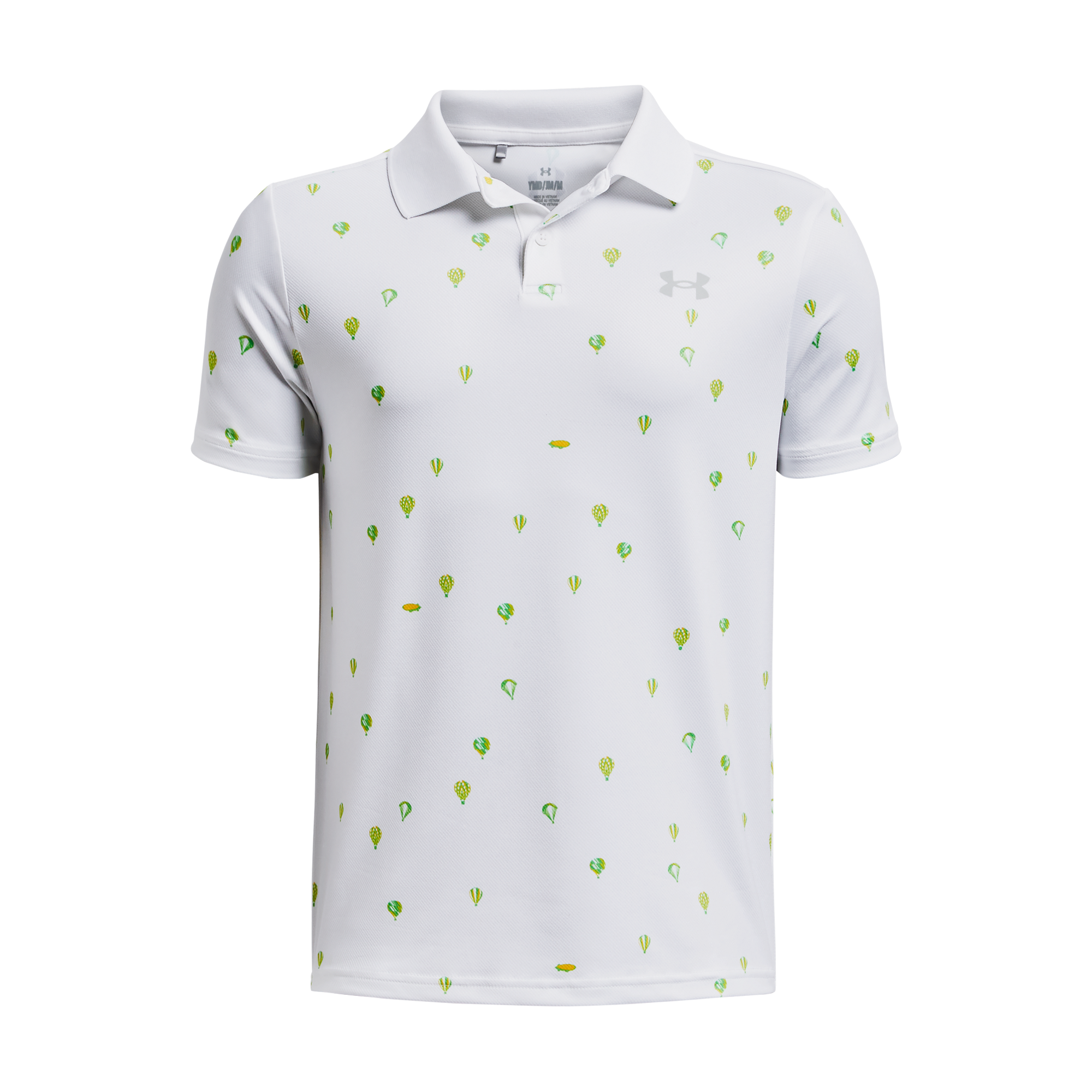 Under Armour Boys' UA Performance Printed Polo, White/Grey