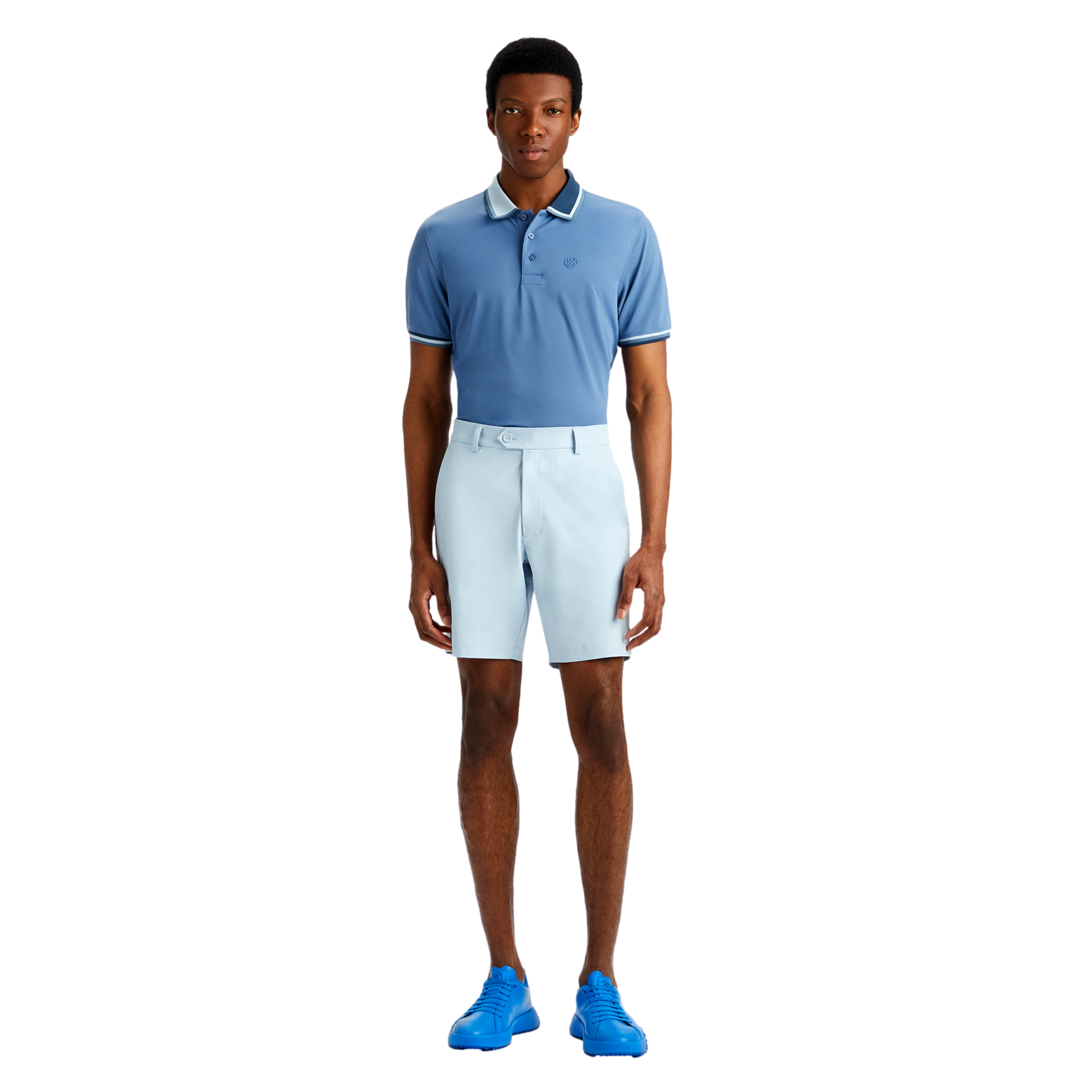 Two Tone Rib Collar Tech Pique Men's Short Sleeve Golf Polo Shirt