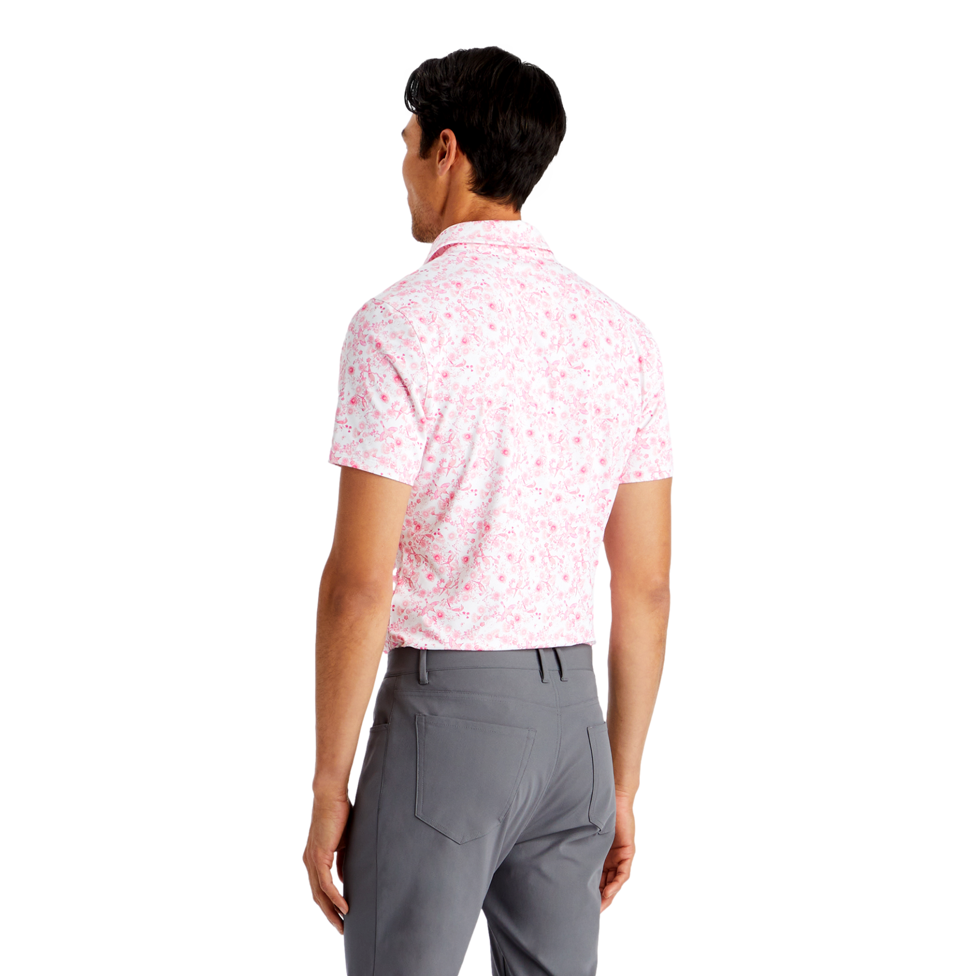 Botanic Garden Tech Jersey Modern Spread Collar Men's Short Sleeve Golf Polo Shirt
