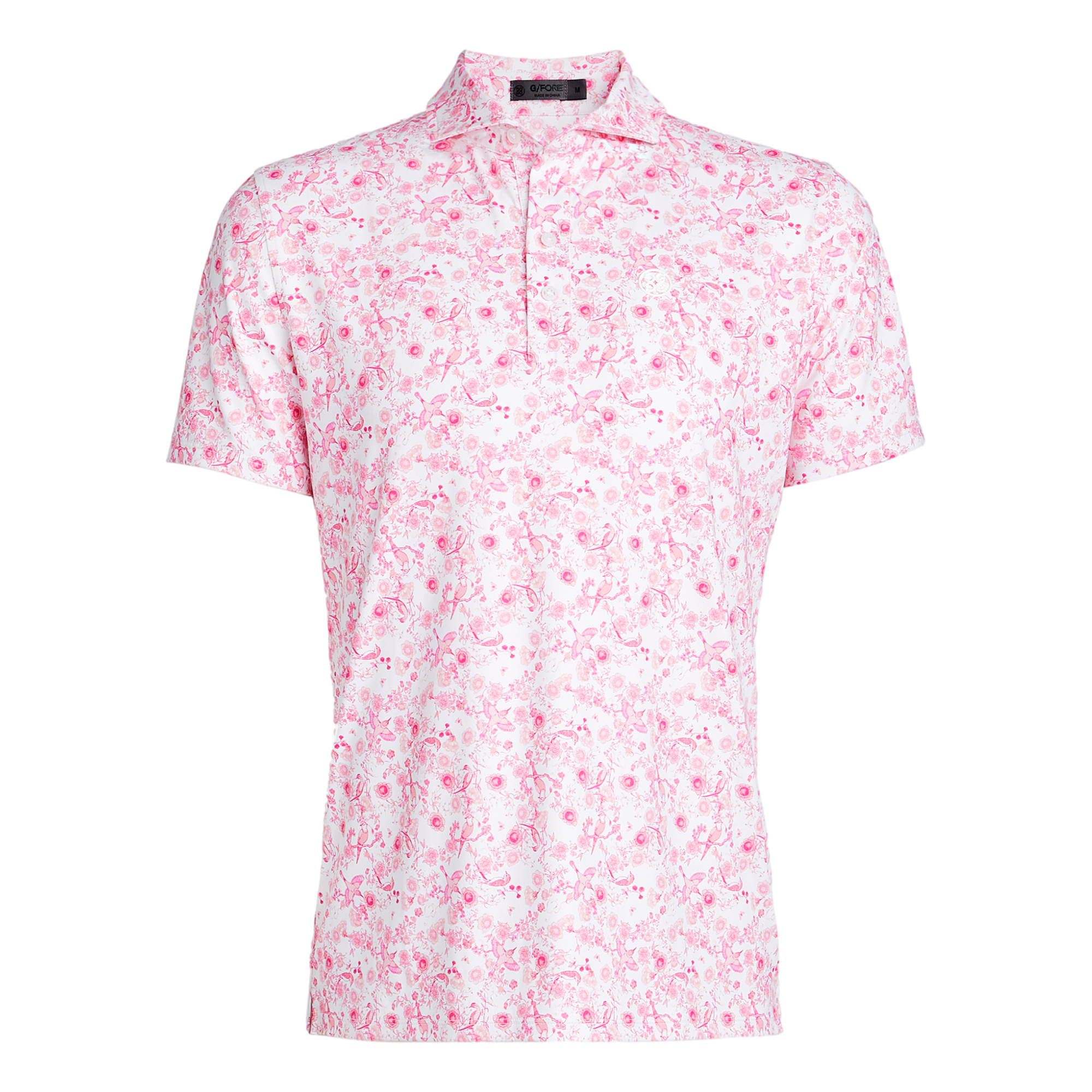 Botanic Garden Tech Jersey Modern Spread Collar Men's Short Sleeve Golf Polo Shirt