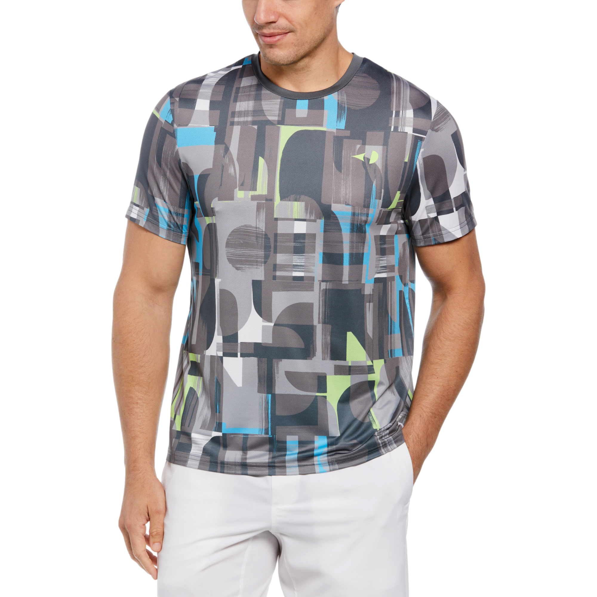 Abstract Geometric Print Short Sleeve Men's Tennis Shirt
