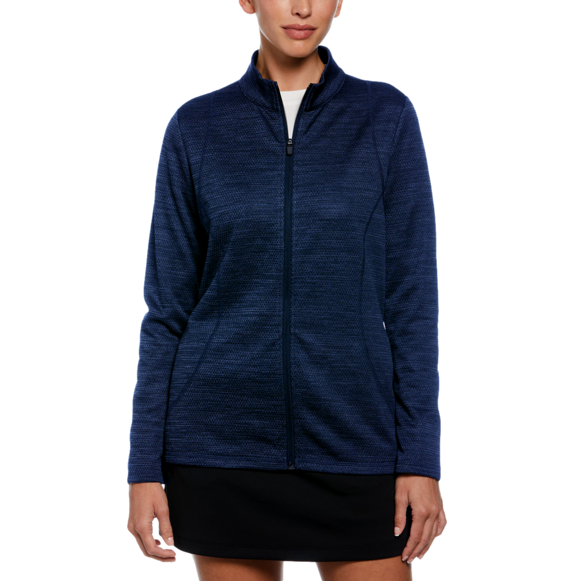 PGA TOUR Apparel Midweight Textured Fleece Full Zip Jacket, Navy, XS Golf