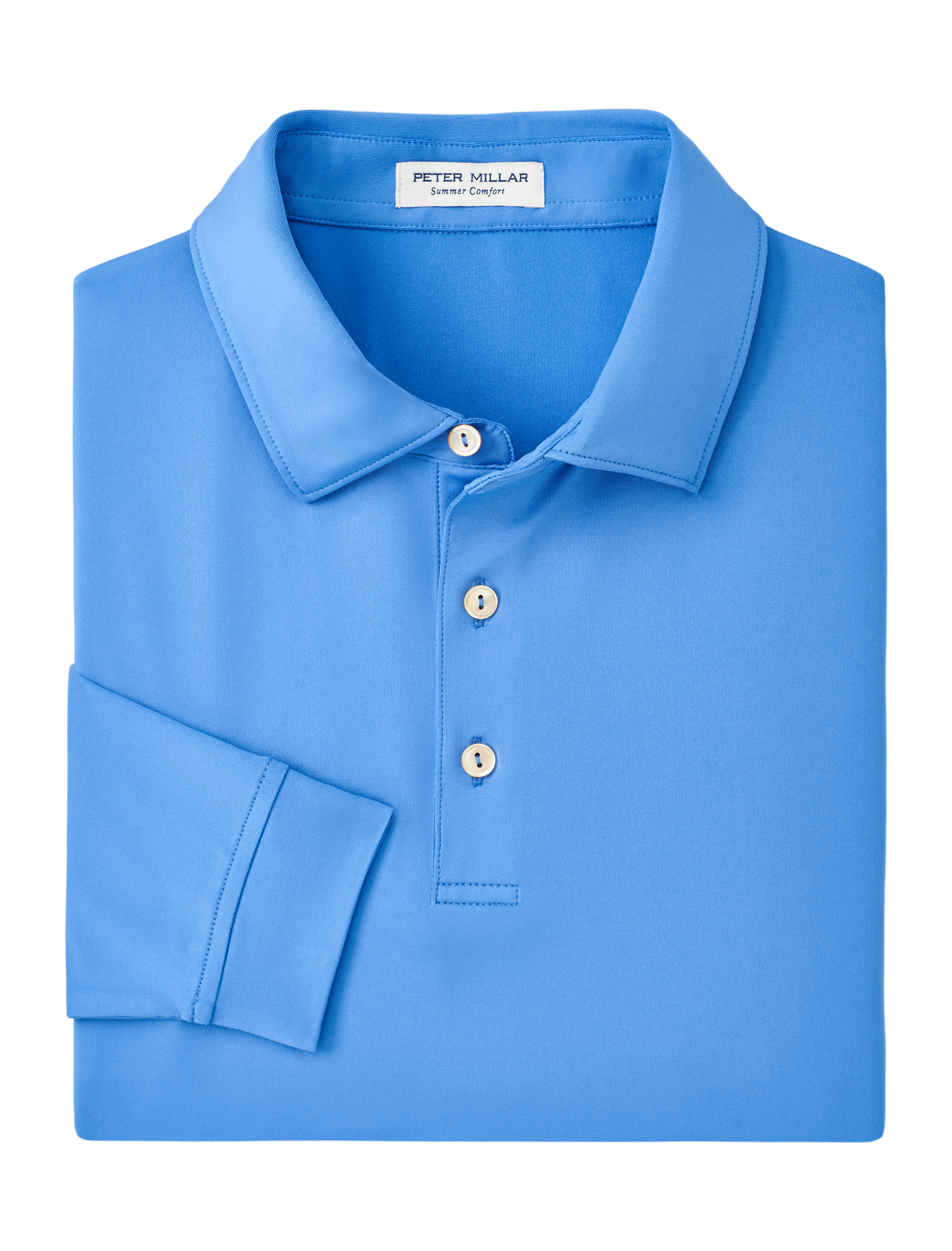 Performance Jersey Men's Long Sleeve Solid Golf Polo Shirt