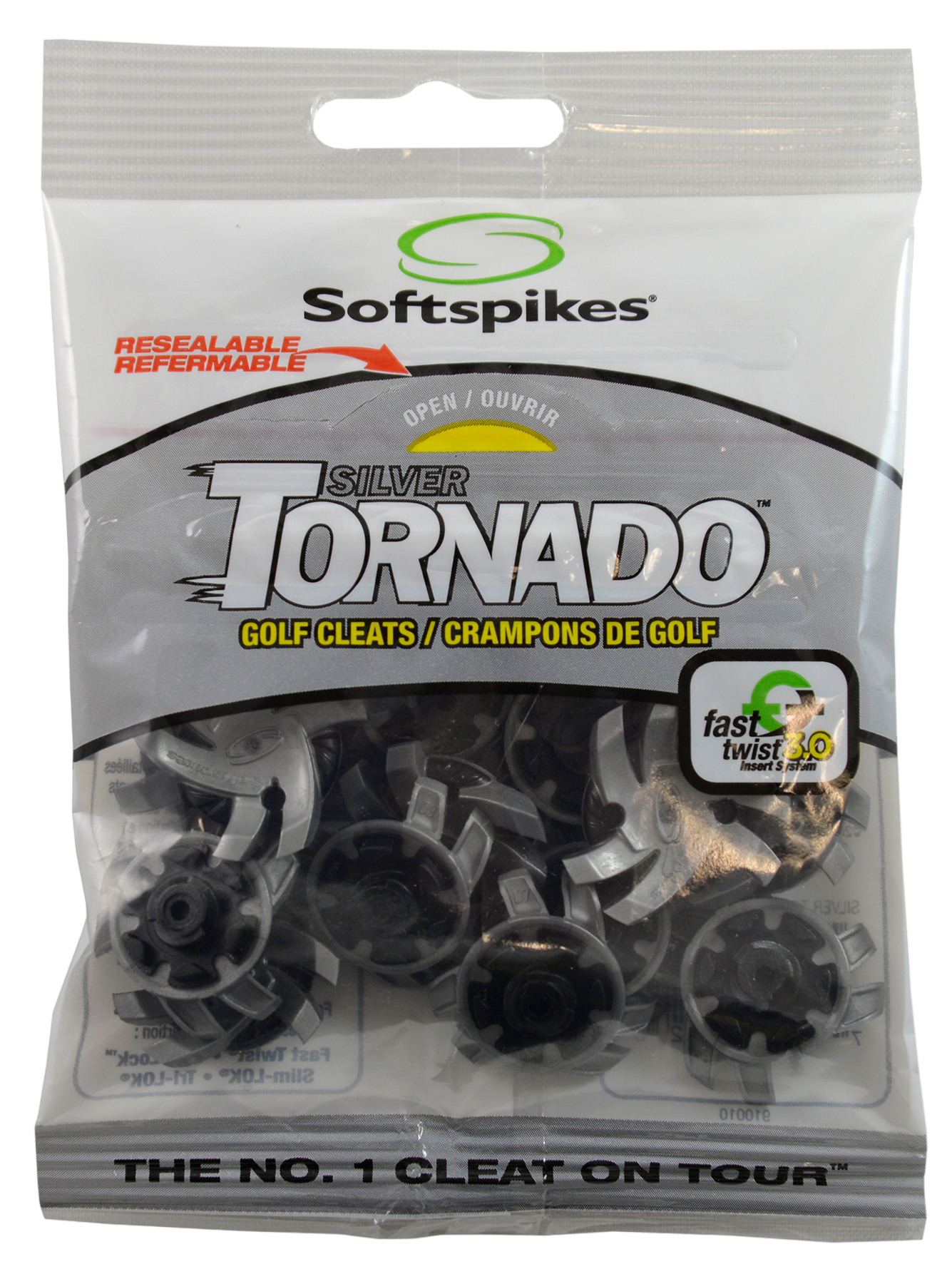 Softspikes Silver Tornado Golf Cleat Fast Twist 3.0, 18 Count