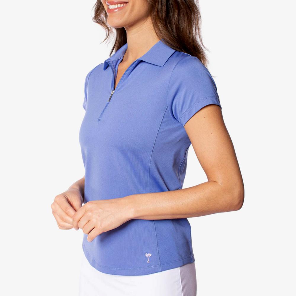 Solid Zip Short Sleeve Polo Shirt