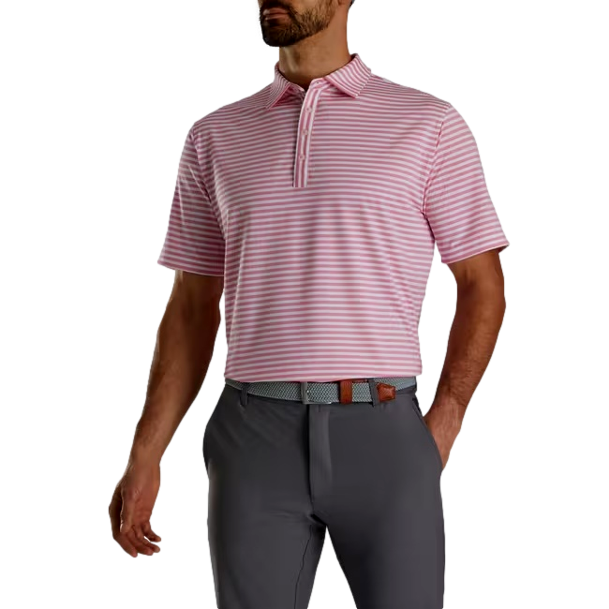 Oxford Stripe Jacquard Jersey Self Collar