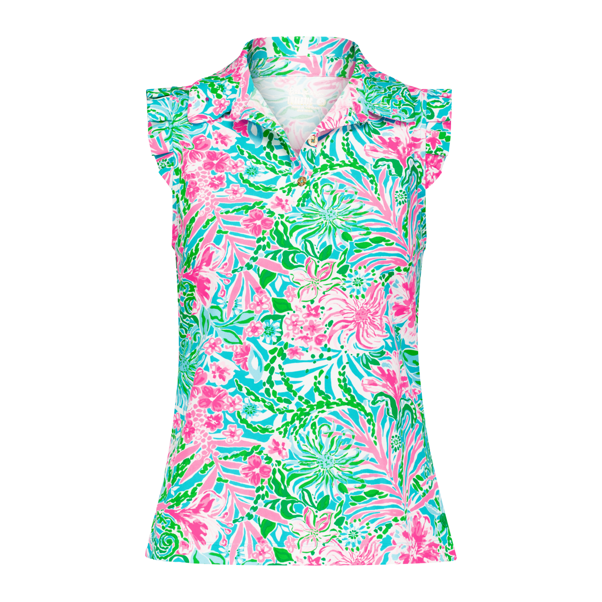 Frida Leaf It Wild Women's Sleeveless Golf Polo Shirt