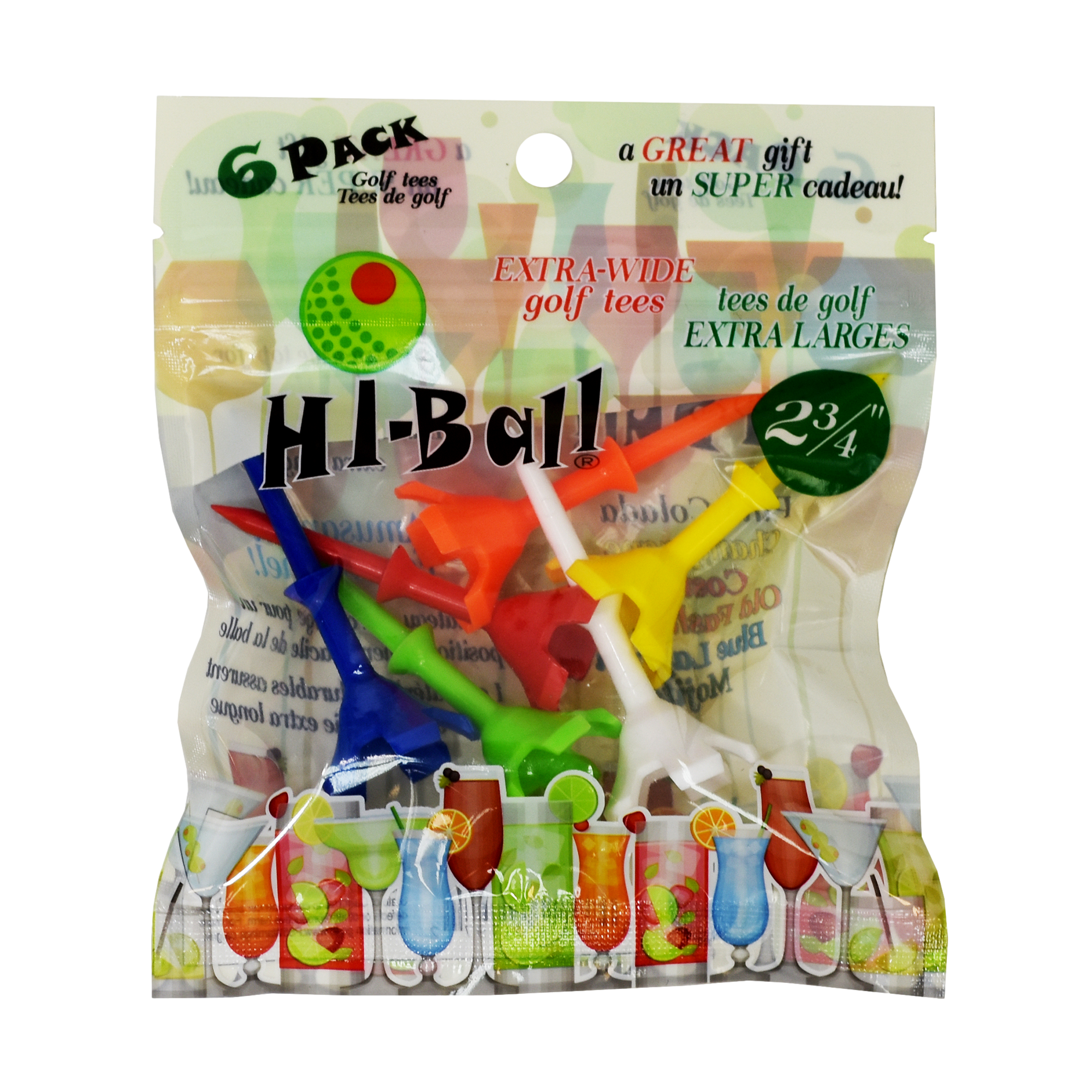 Hi-Ball Golf Tees 2-3/4" Solid Step 6-Pack