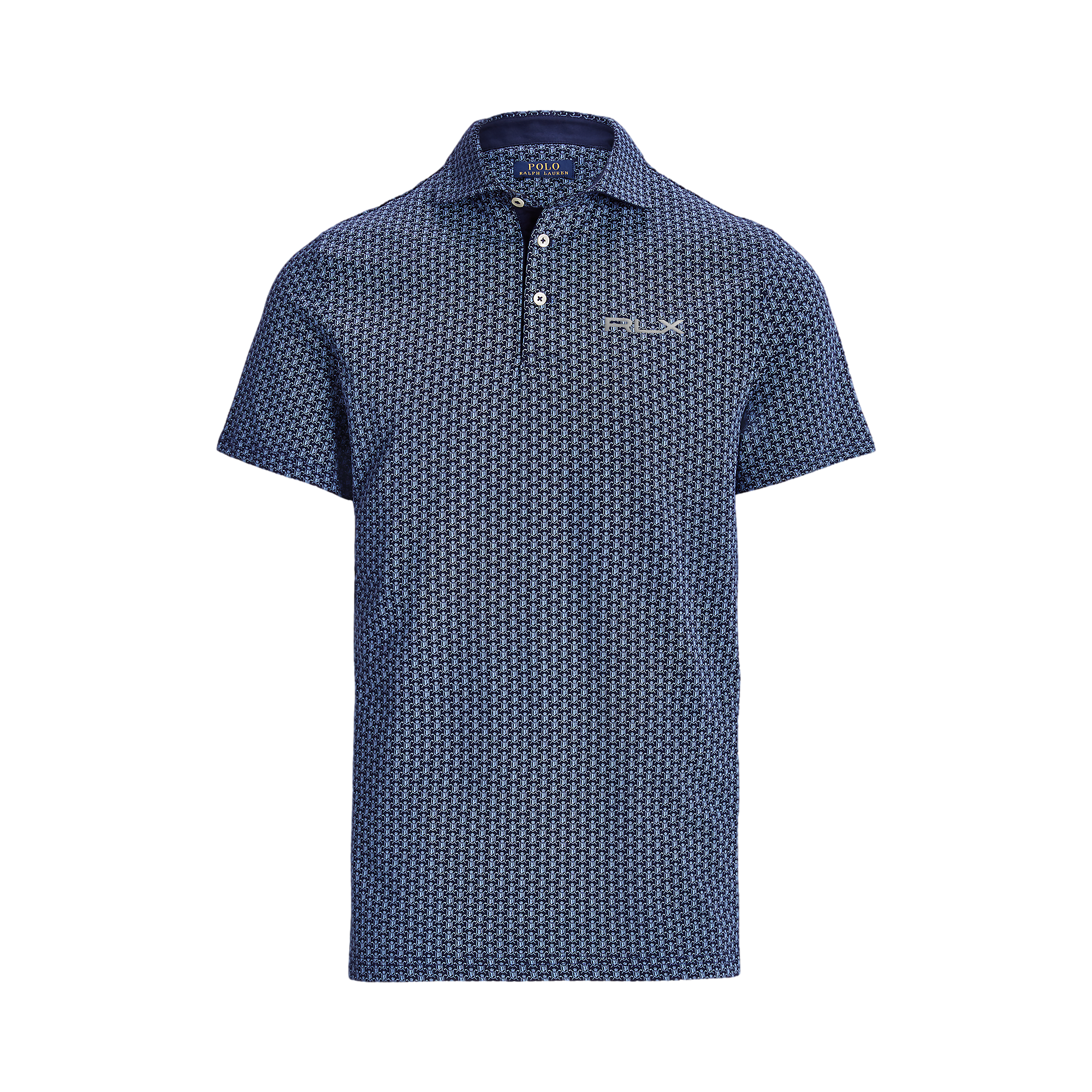 Shield Crest Print Men's Short Sleeve Golf Polo Shirt