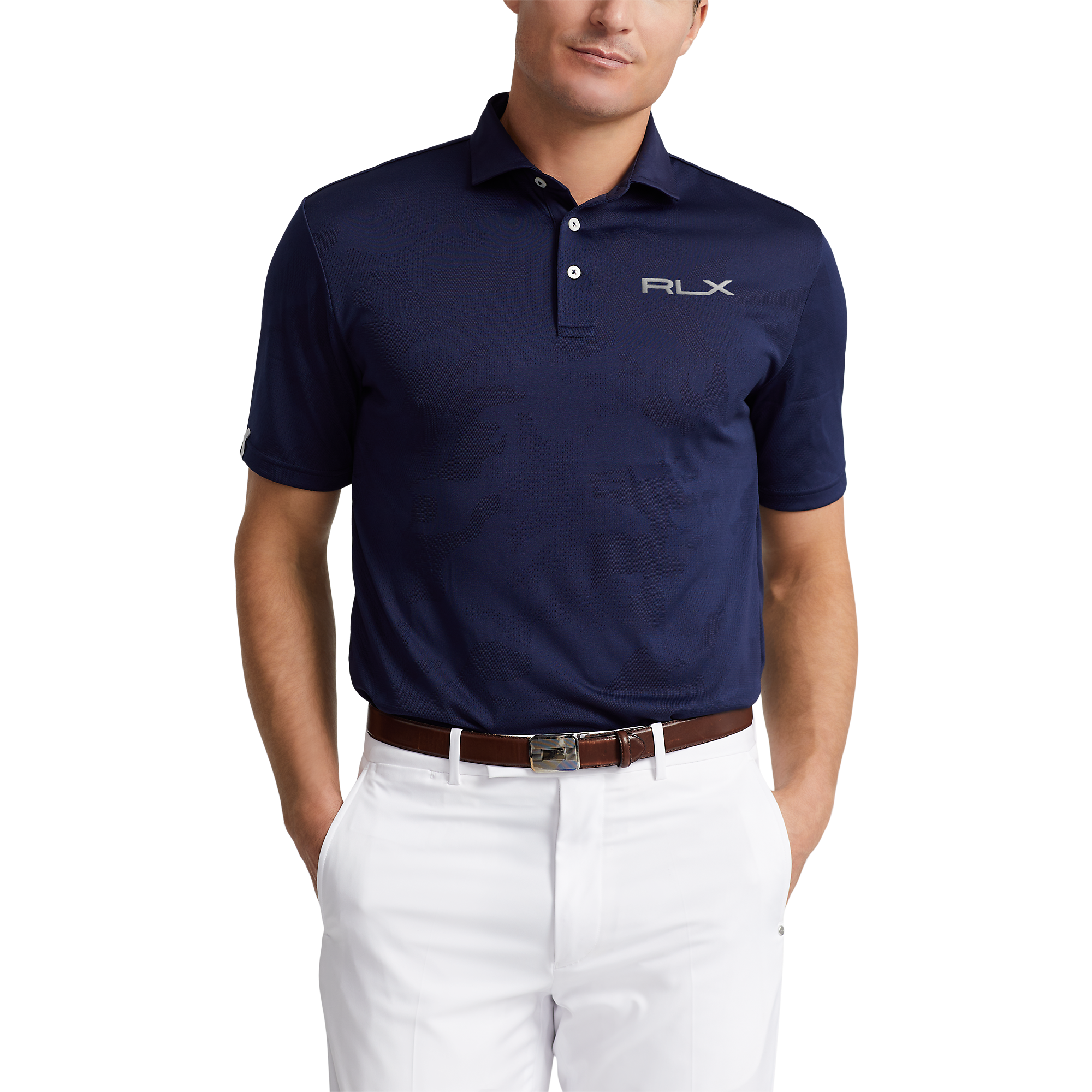 Classic Fit Camo Mesh Men's Short Sleeve Golf Polo Shirt