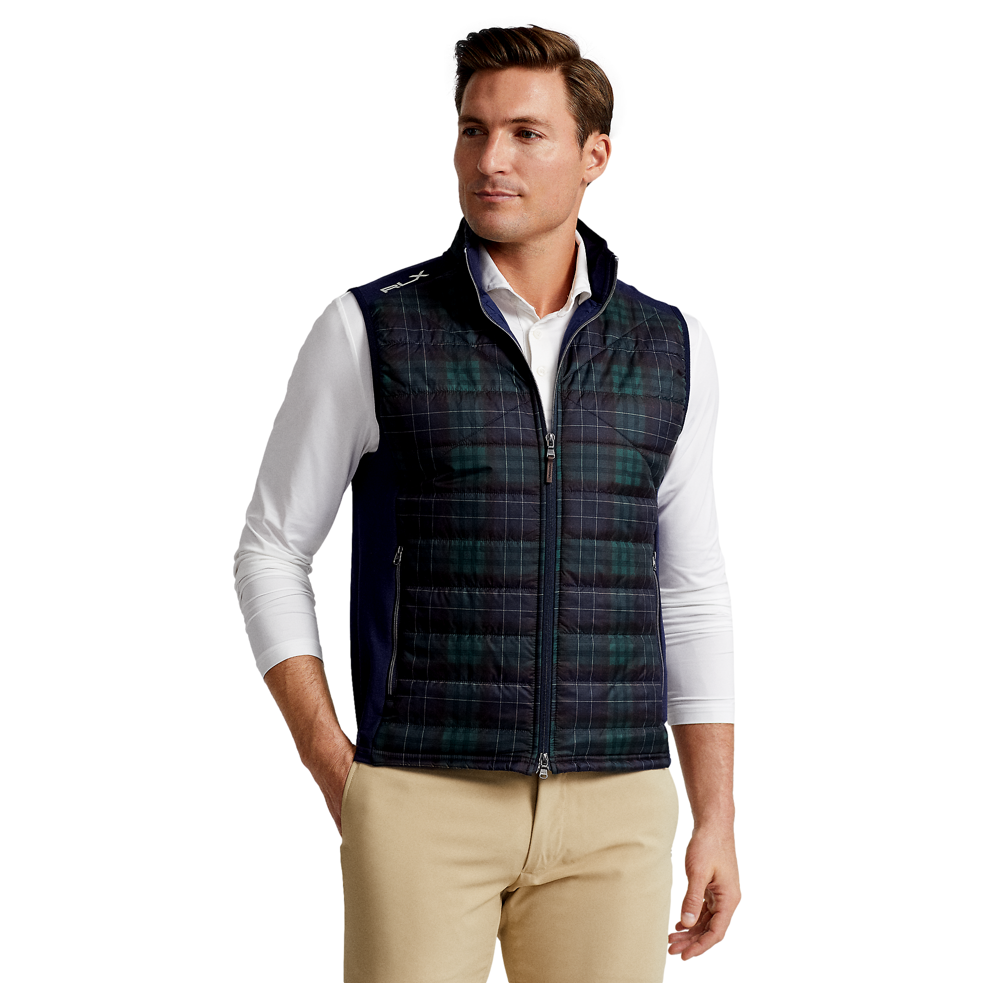Polo Ralph Lauren RLX Hybrid Mockneck Vest, Green/Navy