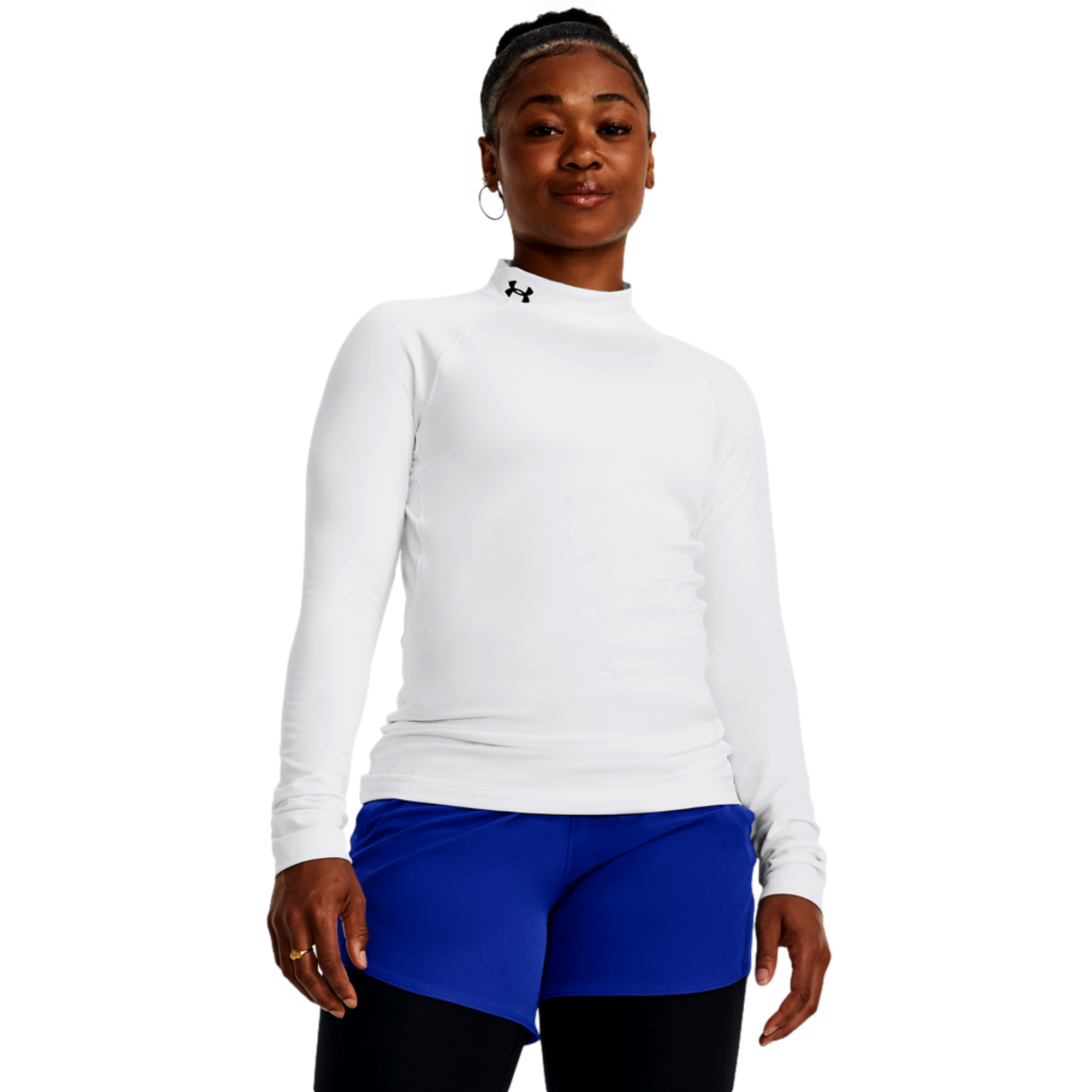 Under Armour Women's ColdGear Authentics Mock Neck Pullover 2.0, Small, White