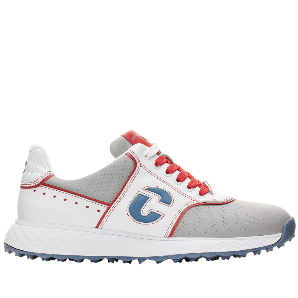 Positano Men's Golf Shoe, Grey/White/Red, 14 M - Duca Del Cosma Spikeless
