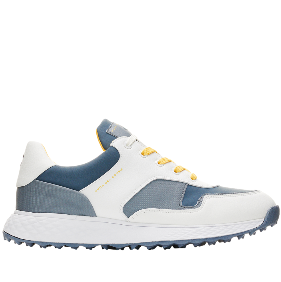 Pagani Men's Golf Shoe, White/Grey/Yellow, 14 M - Duca Del Cosma Spikeless