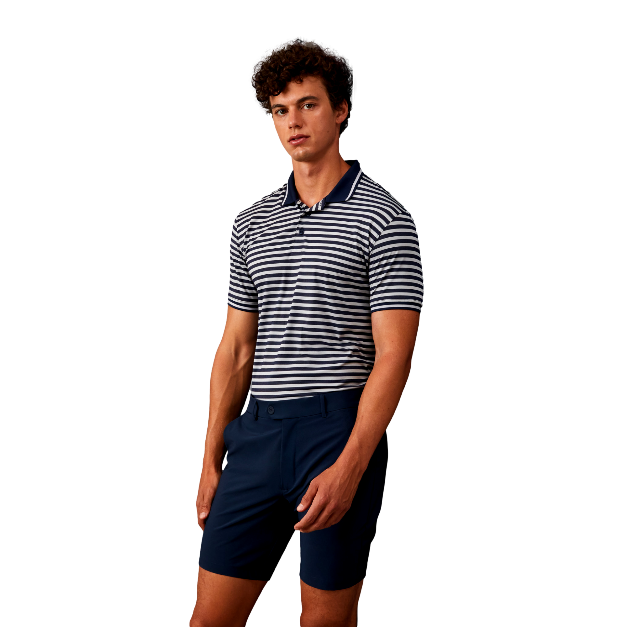 Perforated Stripe Men's Short Sleeve Golf Polo Shirt