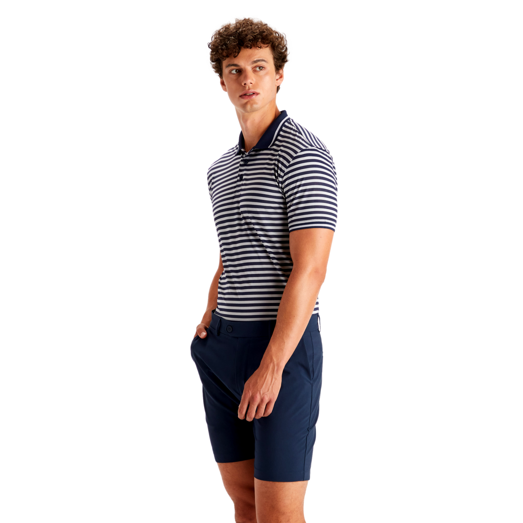 Perforated Stripe Men's Short Sleeve Golf Polo Shirt