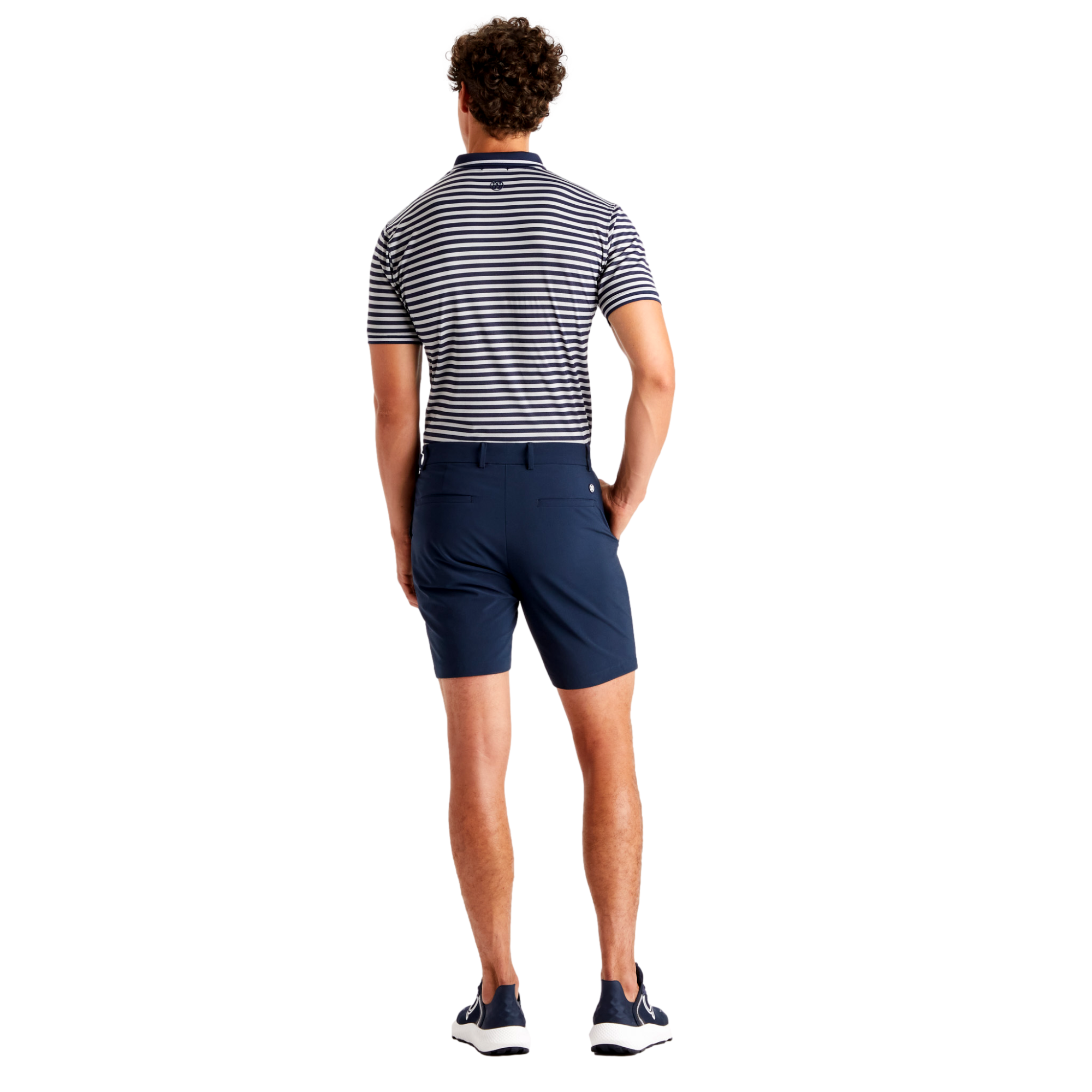 Perforated Stripe Men's Short Sleeve Golf Polo Shirt