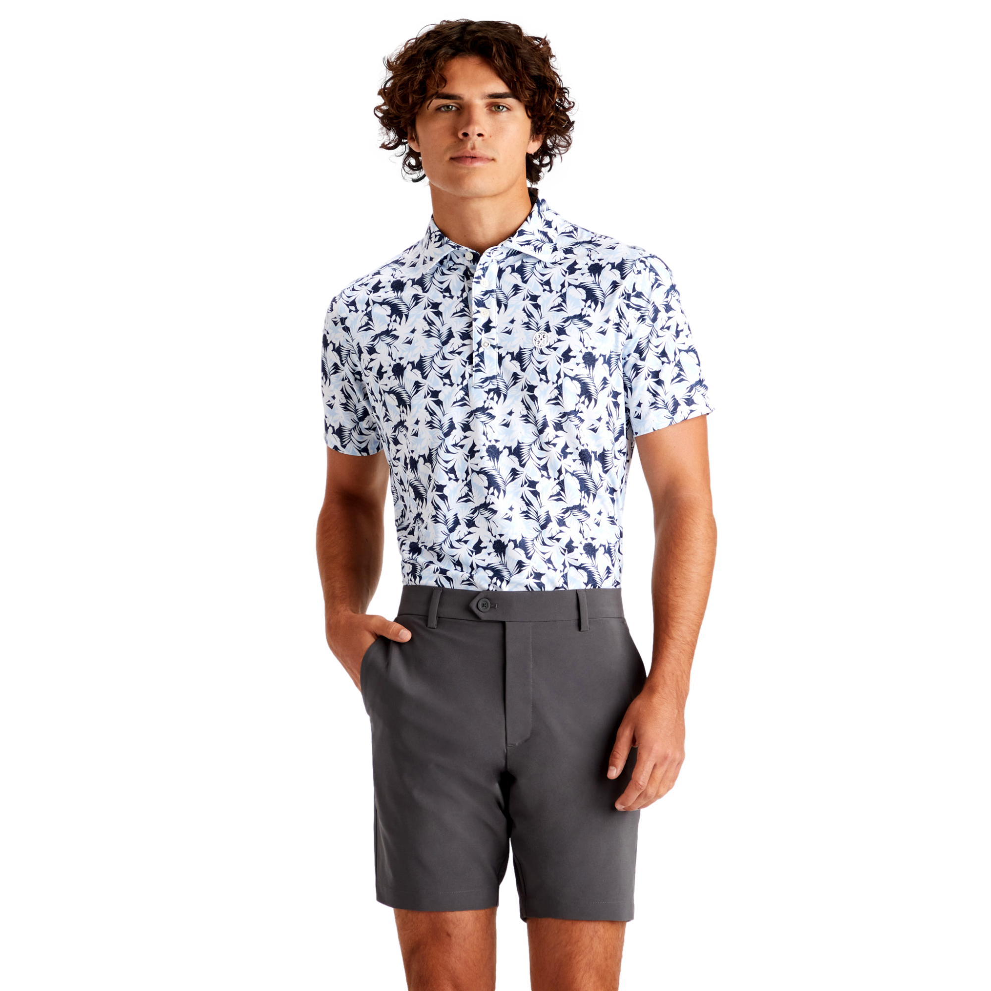 Palm Fronds Men's Short Sleeve Golf Polo Shirt