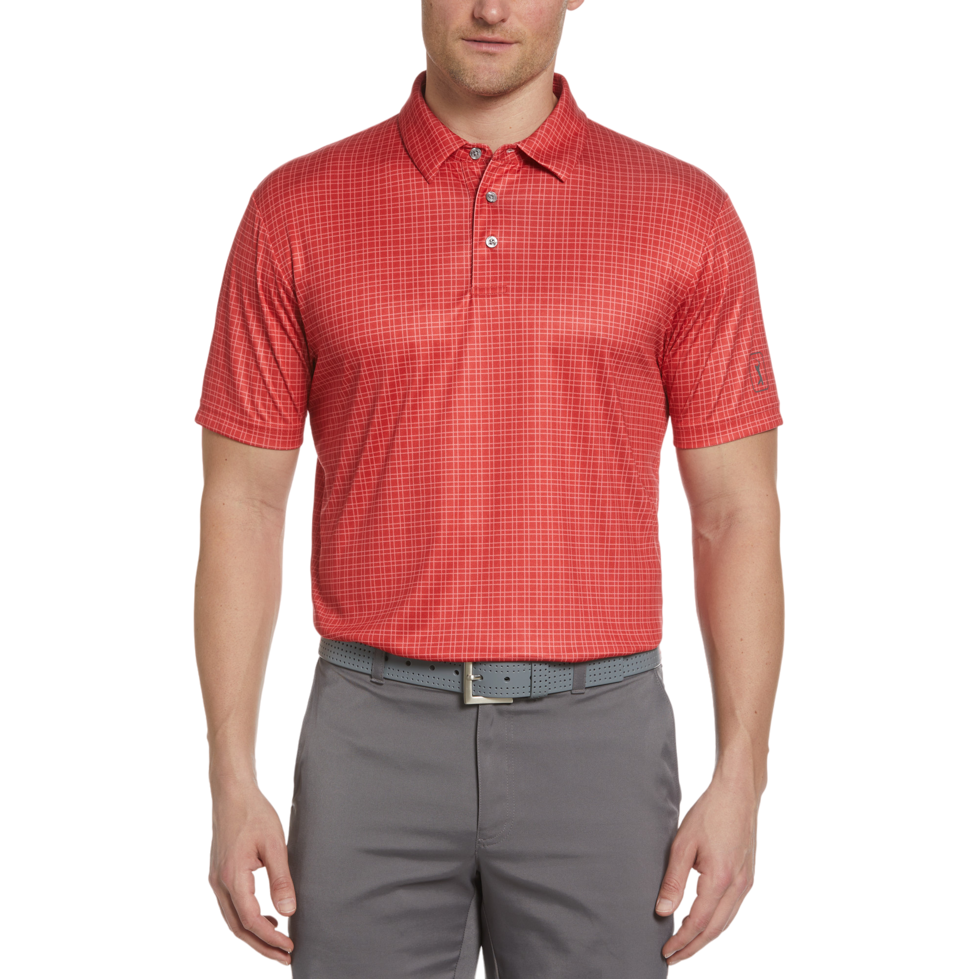 Check Print Men's Short Sleeve Golf Polo Shirt