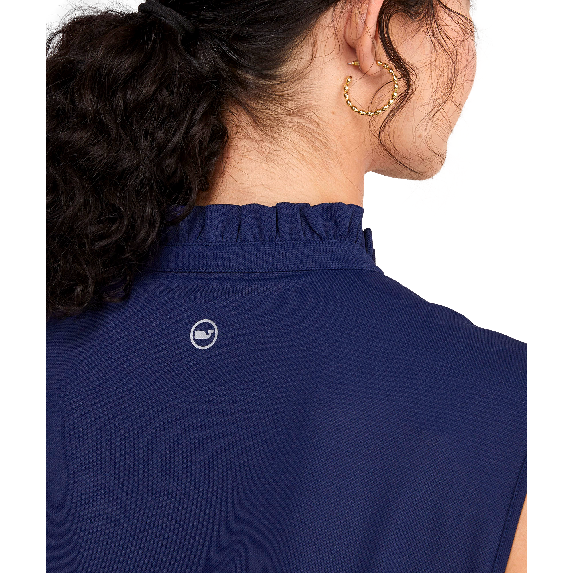 Ruffled Sleeveless Polo Shirt